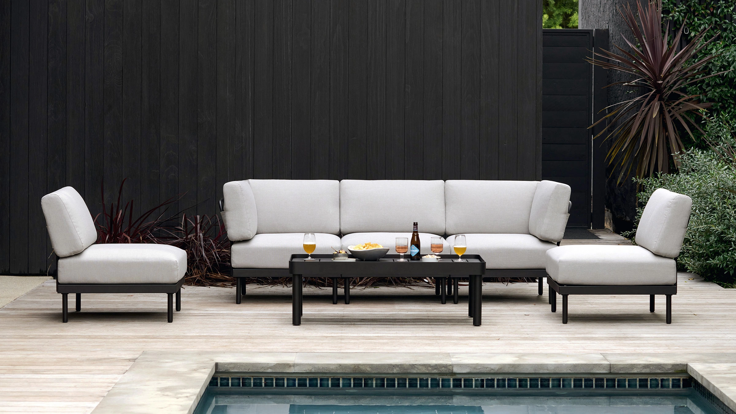 Armless outdoor online sofa