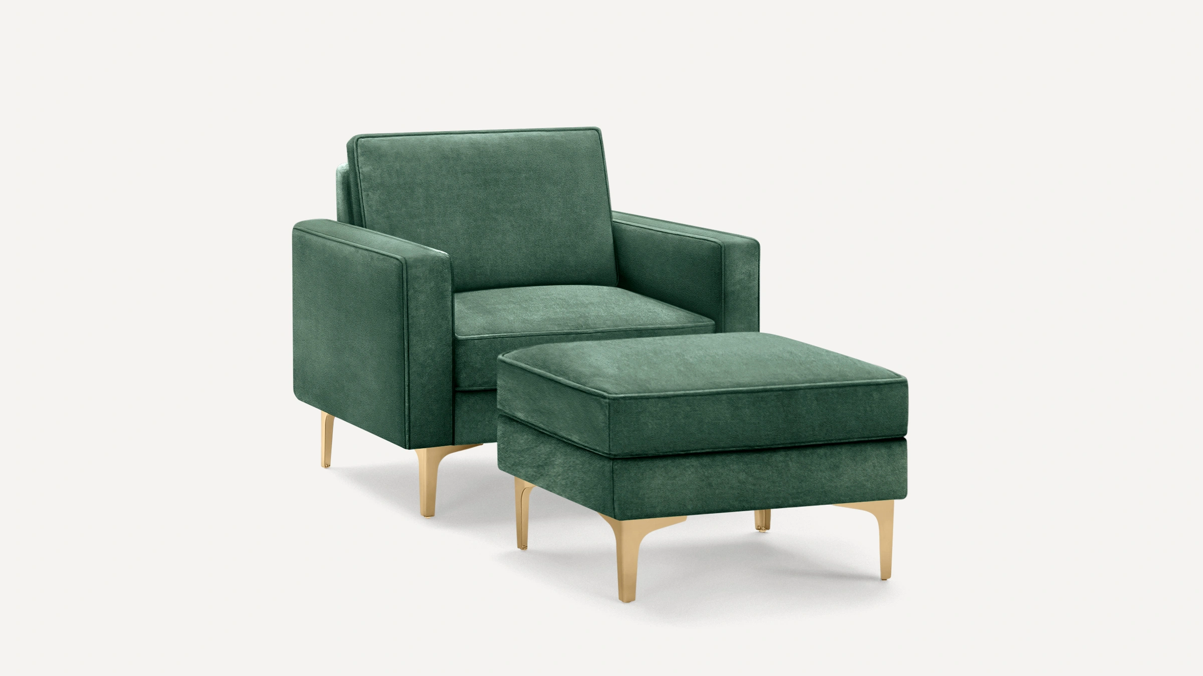 Green velvet discount chair and ottoman