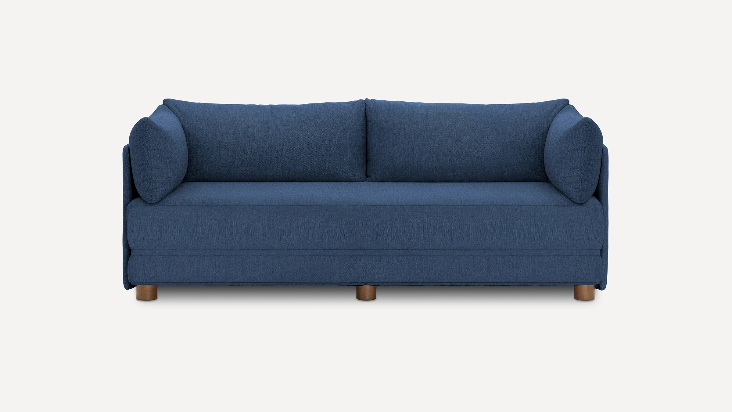 Shift Sleeper Sofa In Navy Blue Walnut Legs