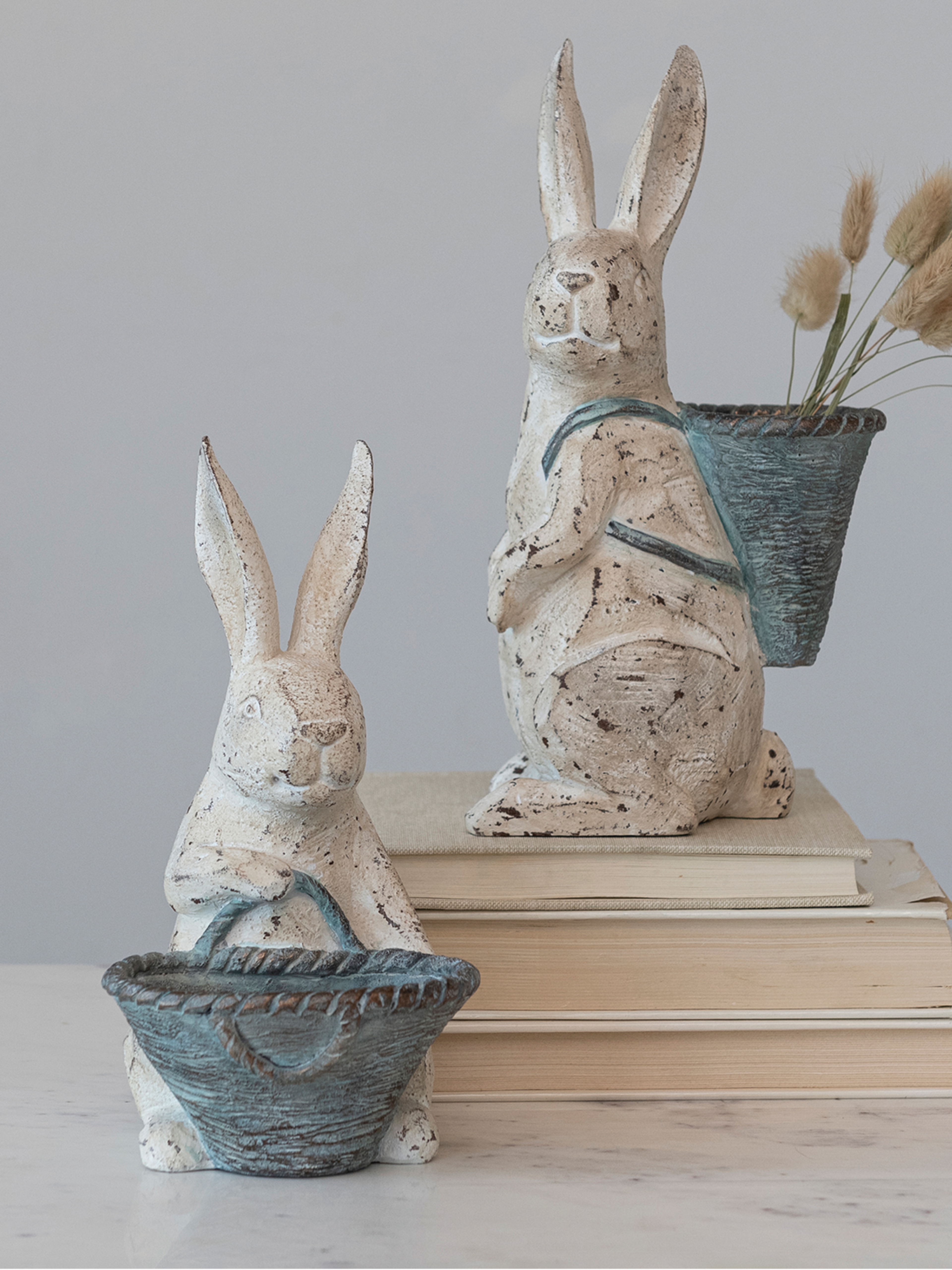 easter bunny statue with basket