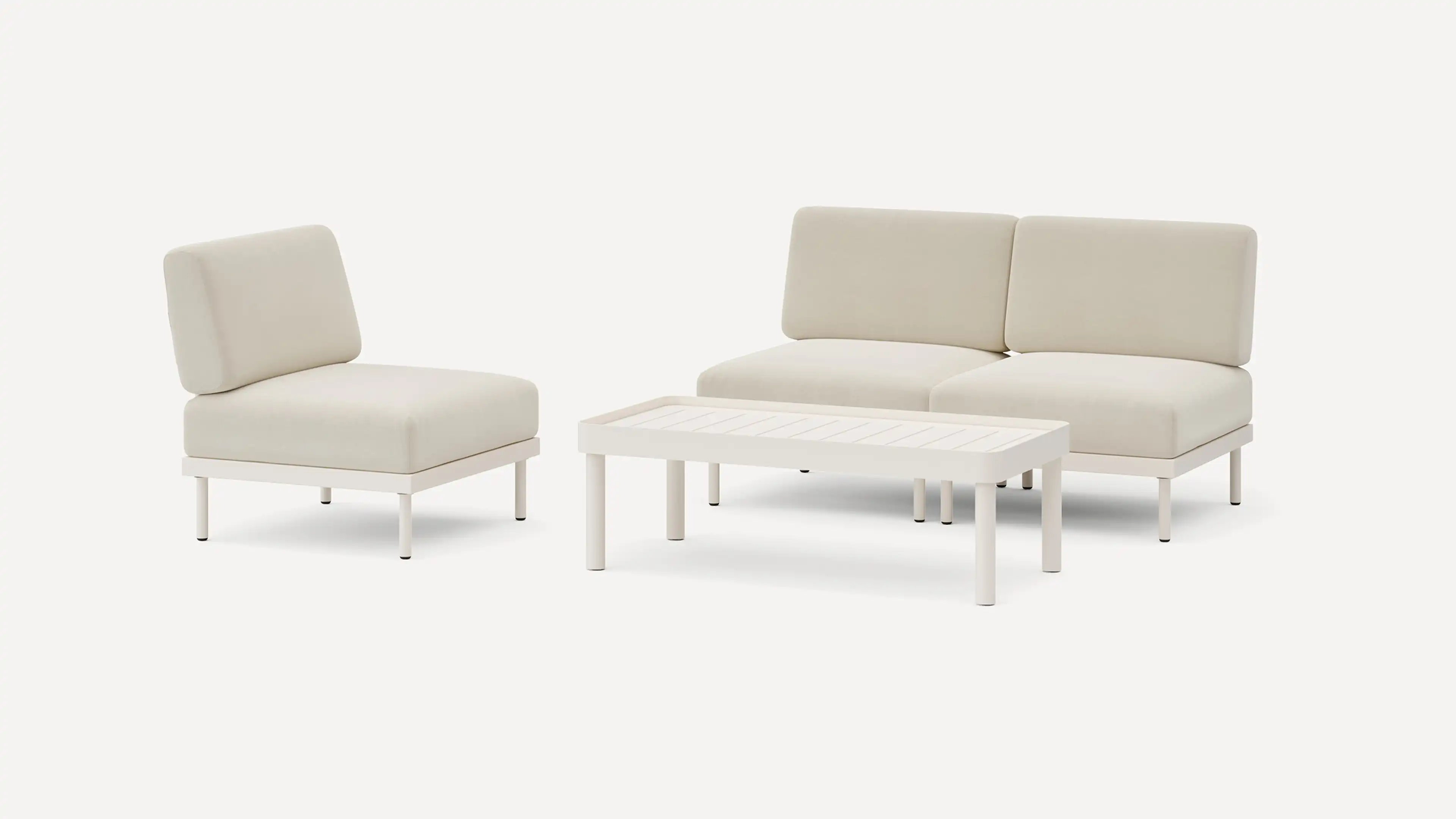 Relay Outdoor 2-Piece Armless Sofa, Chair, & Coffee Table Set