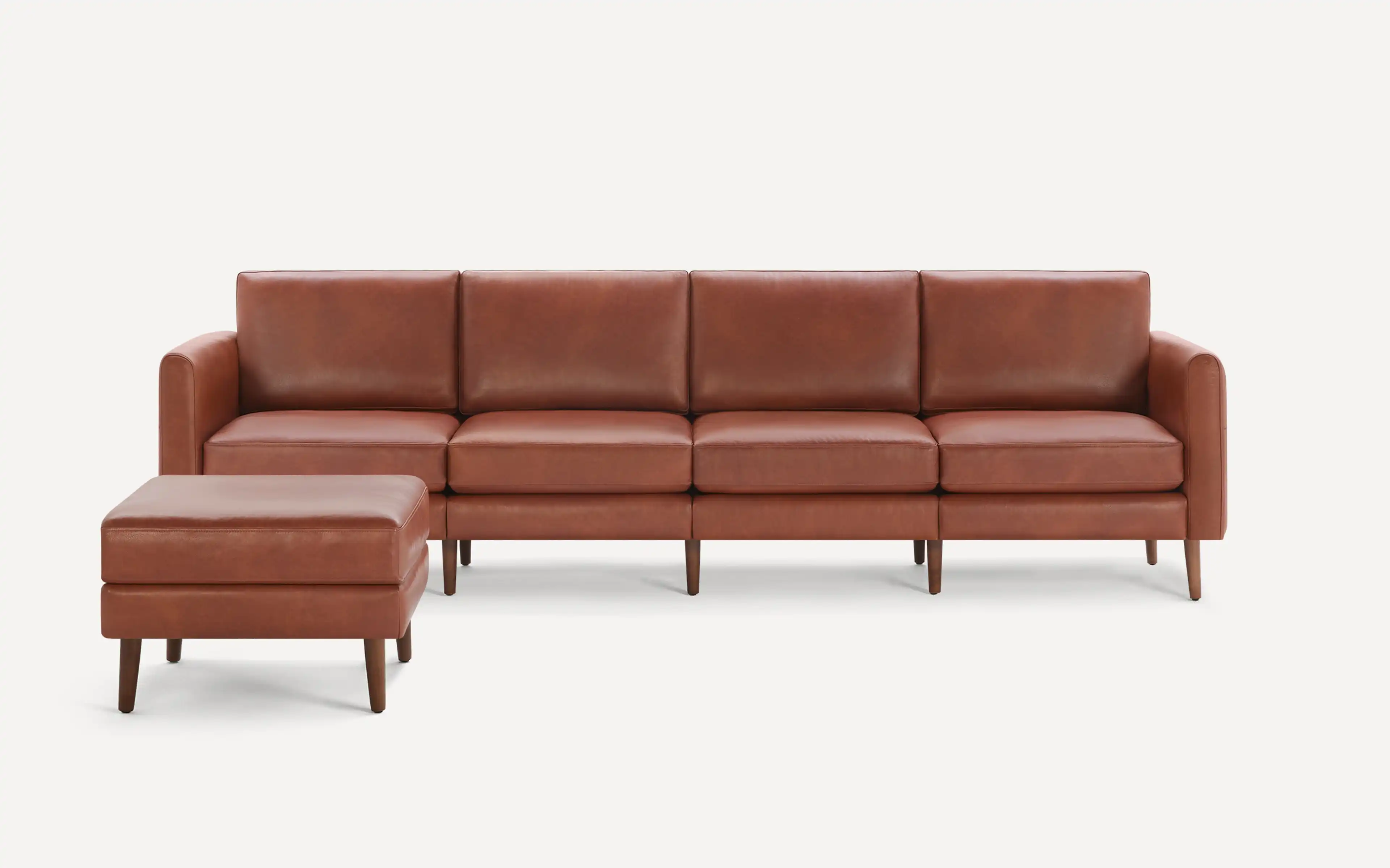 Original Nomad King Sofa with Ottoman in Chestnut Leather