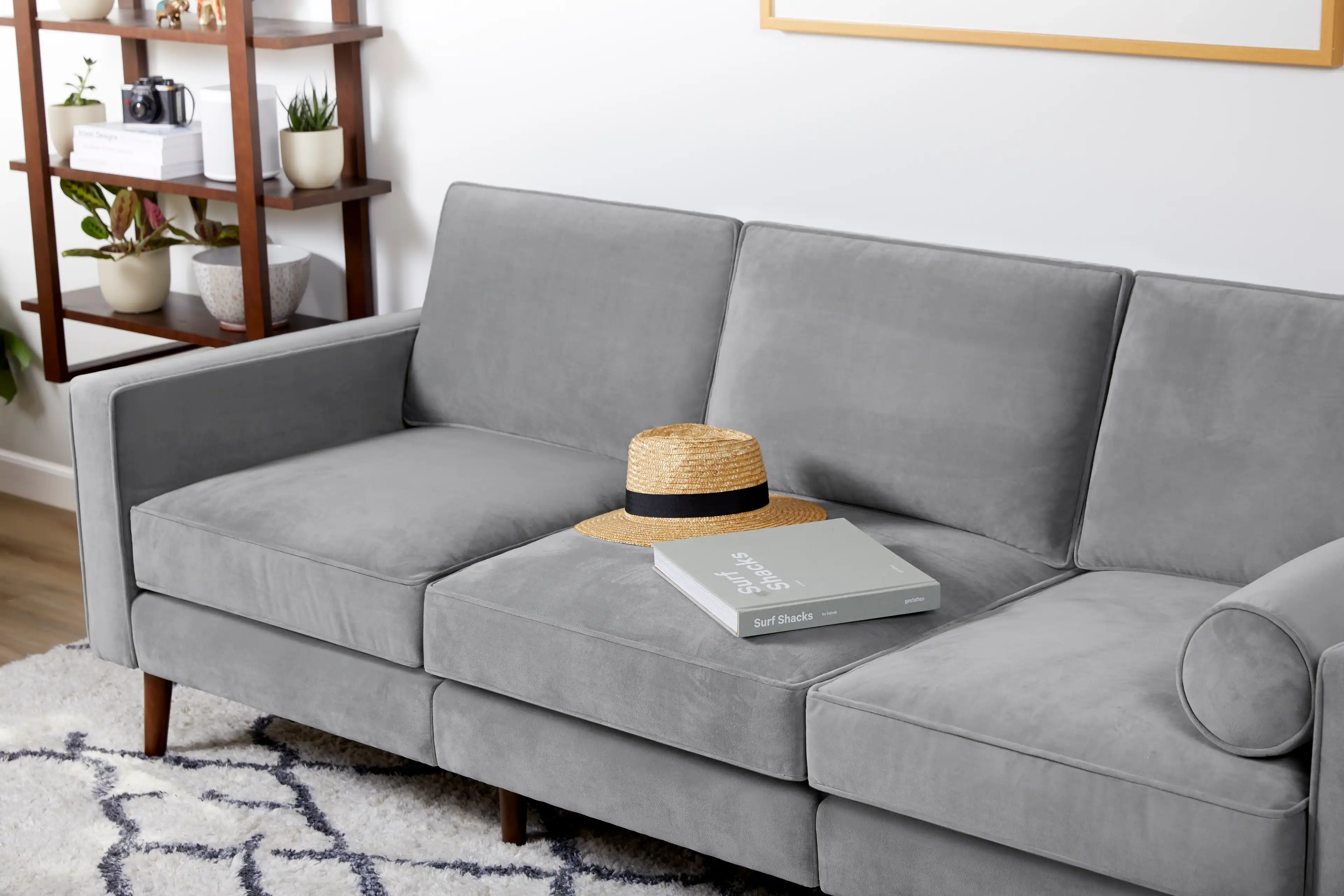 Nomad Velvet 4-Seat Corner Sectional with Ottoman