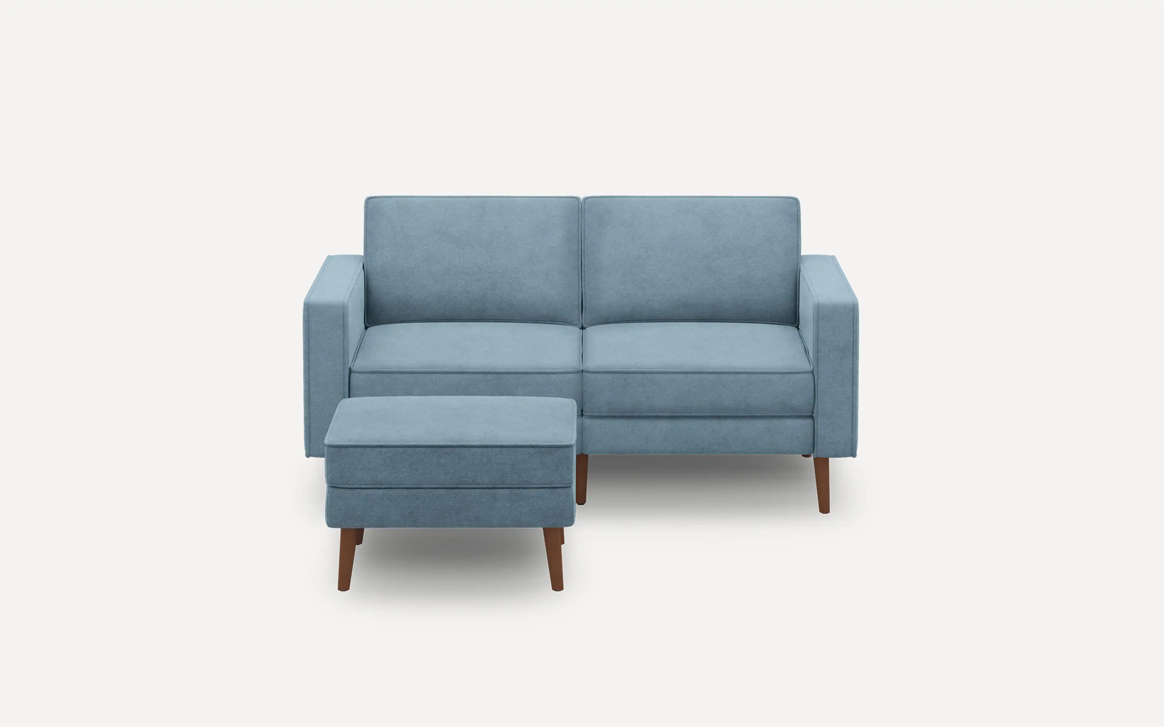 Original Nomad Loveseat with Ottoman in Ocean Velvet