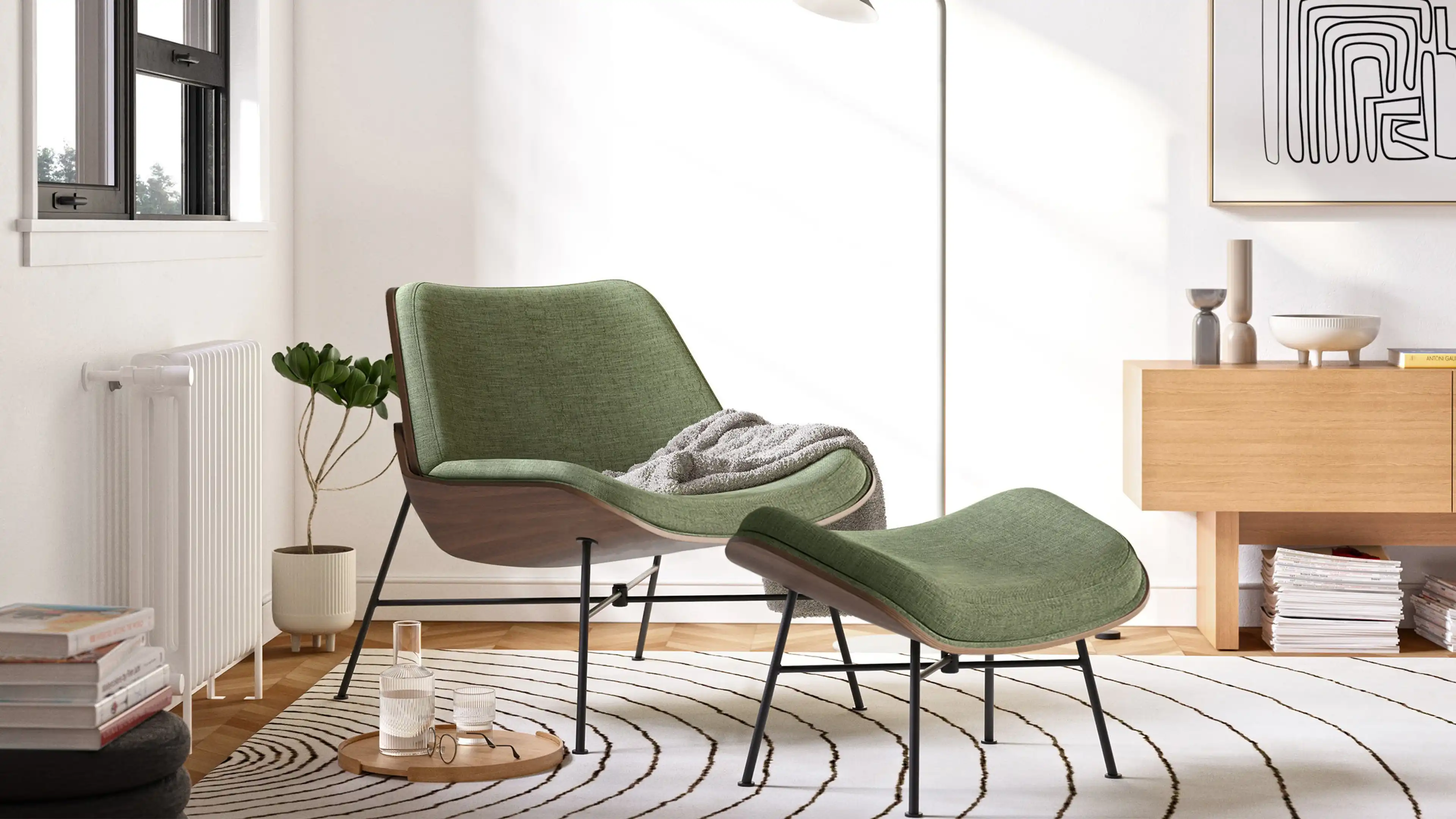 Vesper Fabric & Wood Lounge Chair