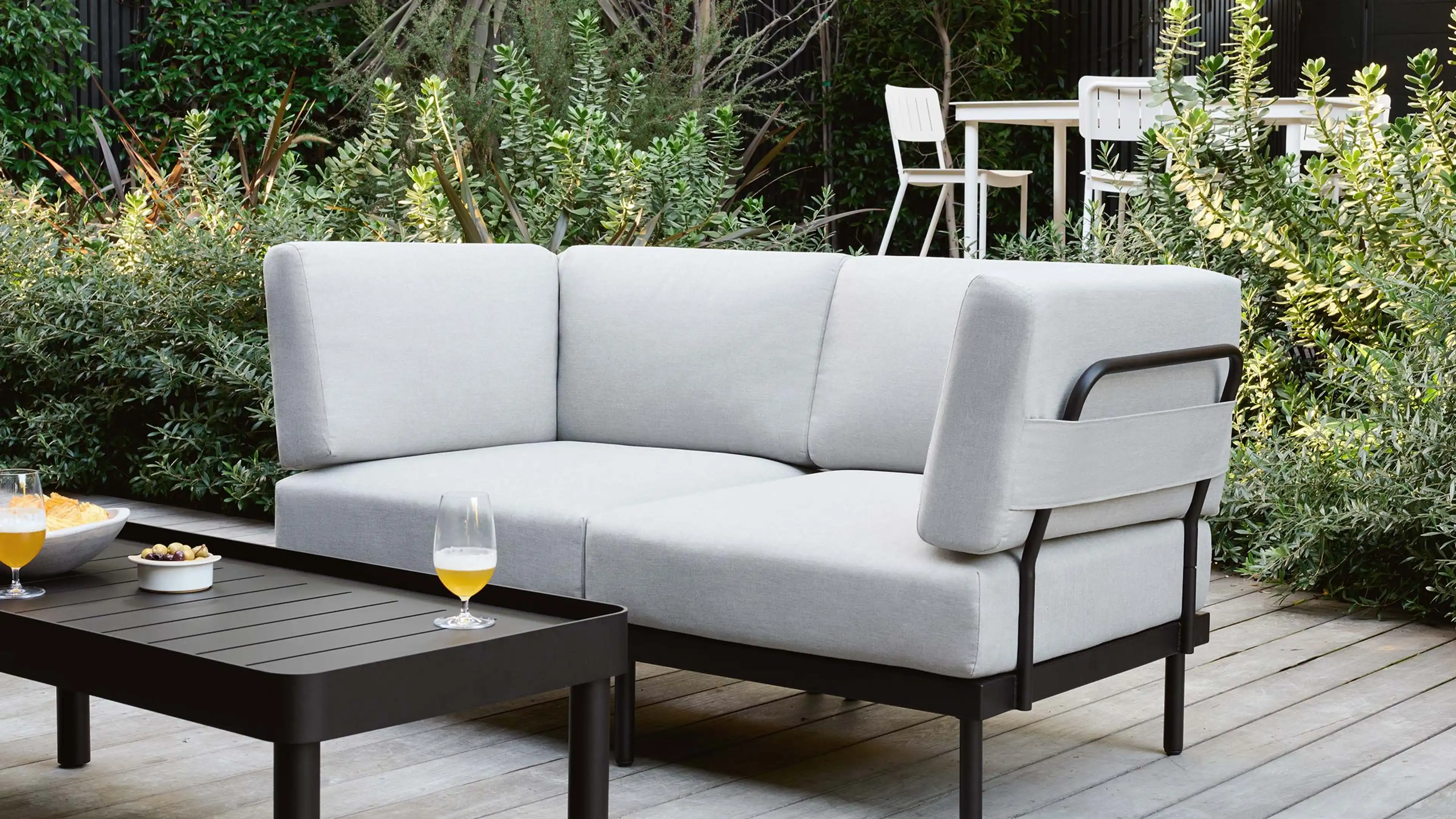 Relay Outdoor 2-Piece Armless Sofa, Chair, & Coffee Table Set