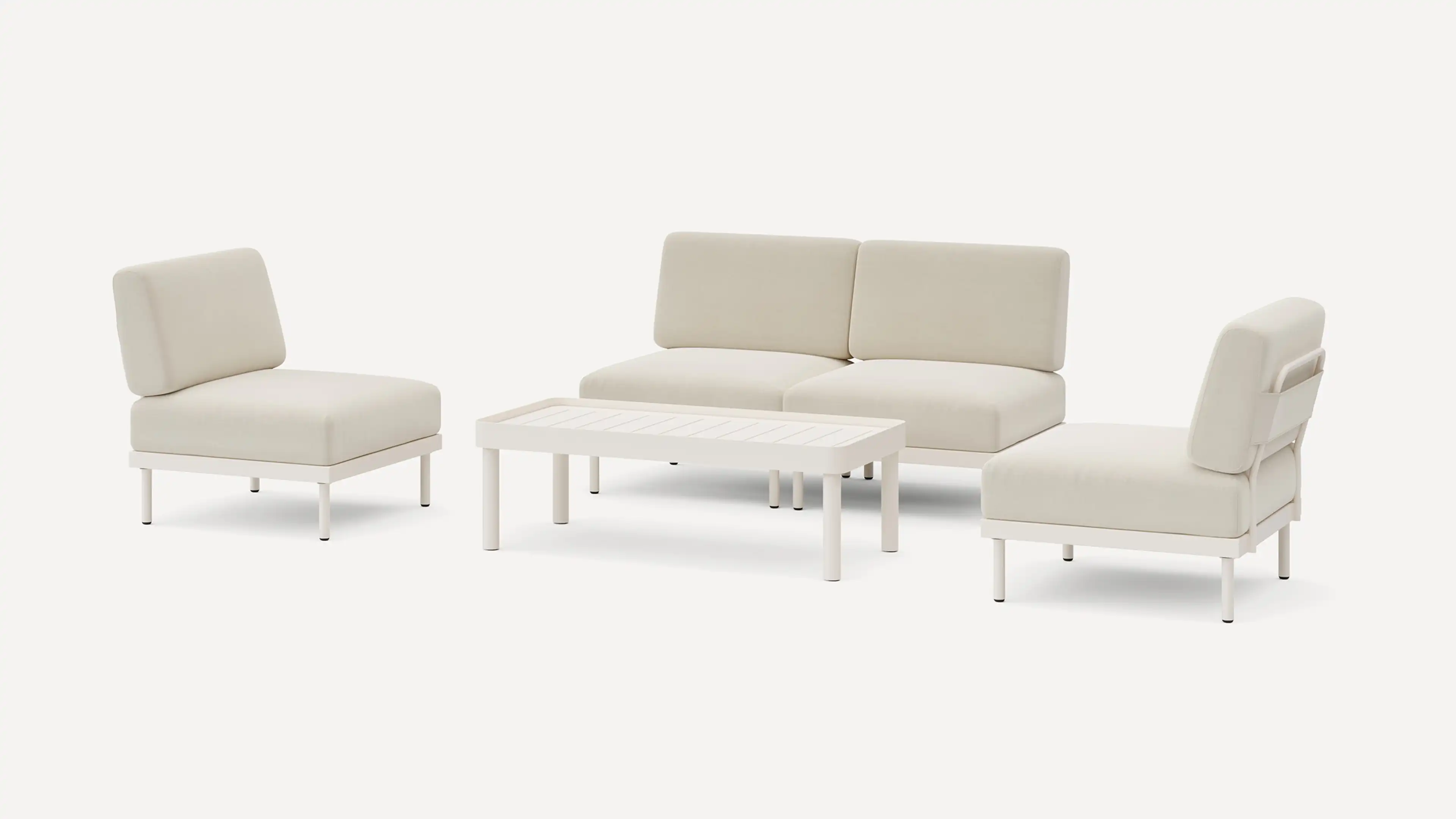 Relay Outdoor 2-Piece Armless Sofa, 2 Chairs, & Coffee Table Set