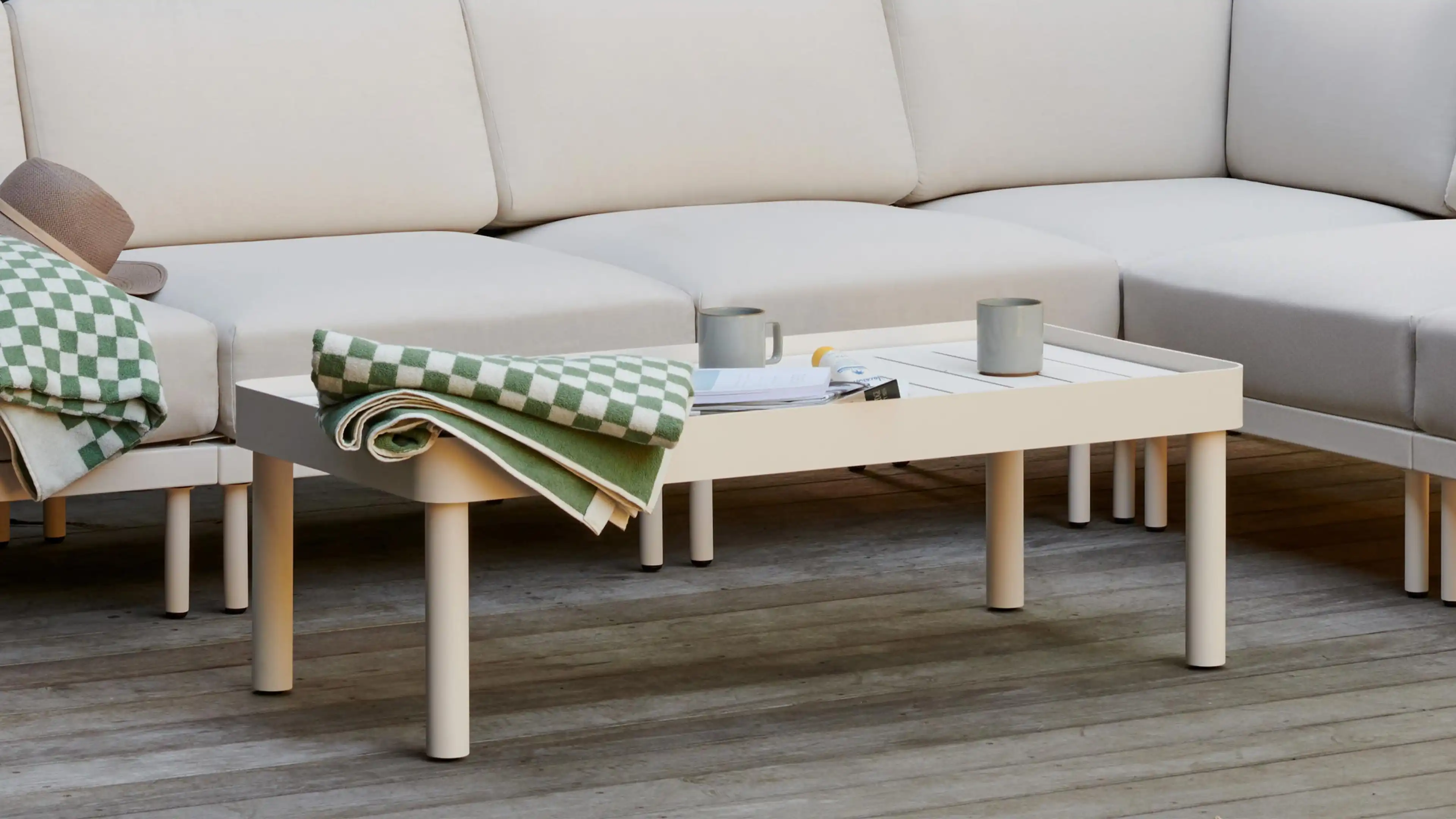 Relay Outdoor 2-Piece Armless Sofa, 2 Chairs, & Coffee Table Set