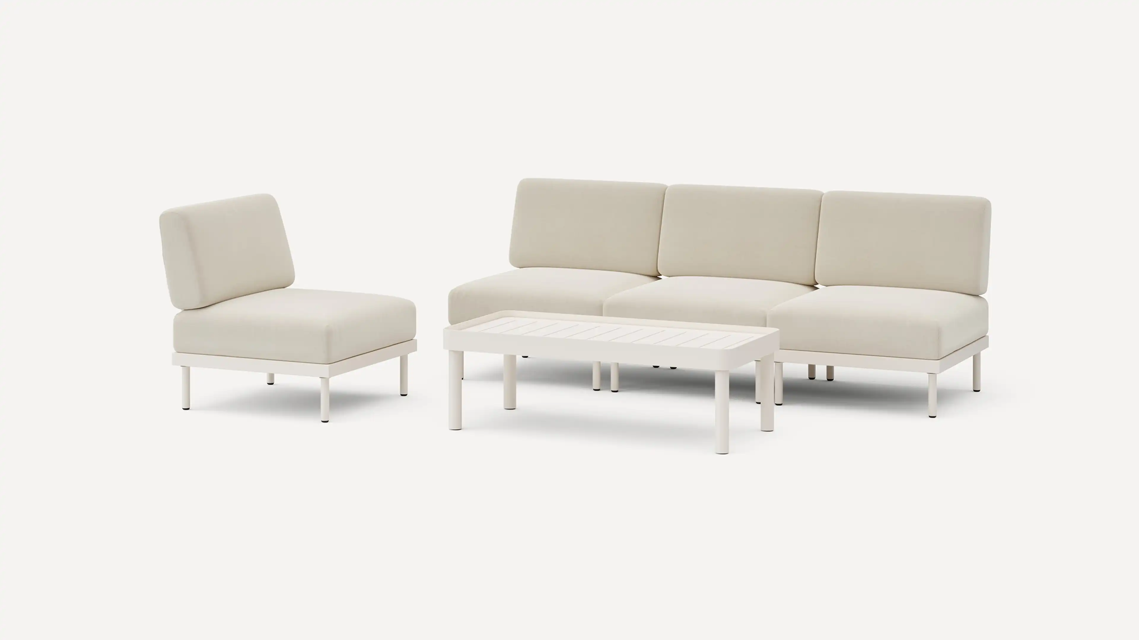 Relay Outdoor 3-Piece Armless Sofa, Chair, & Coffee Table Set