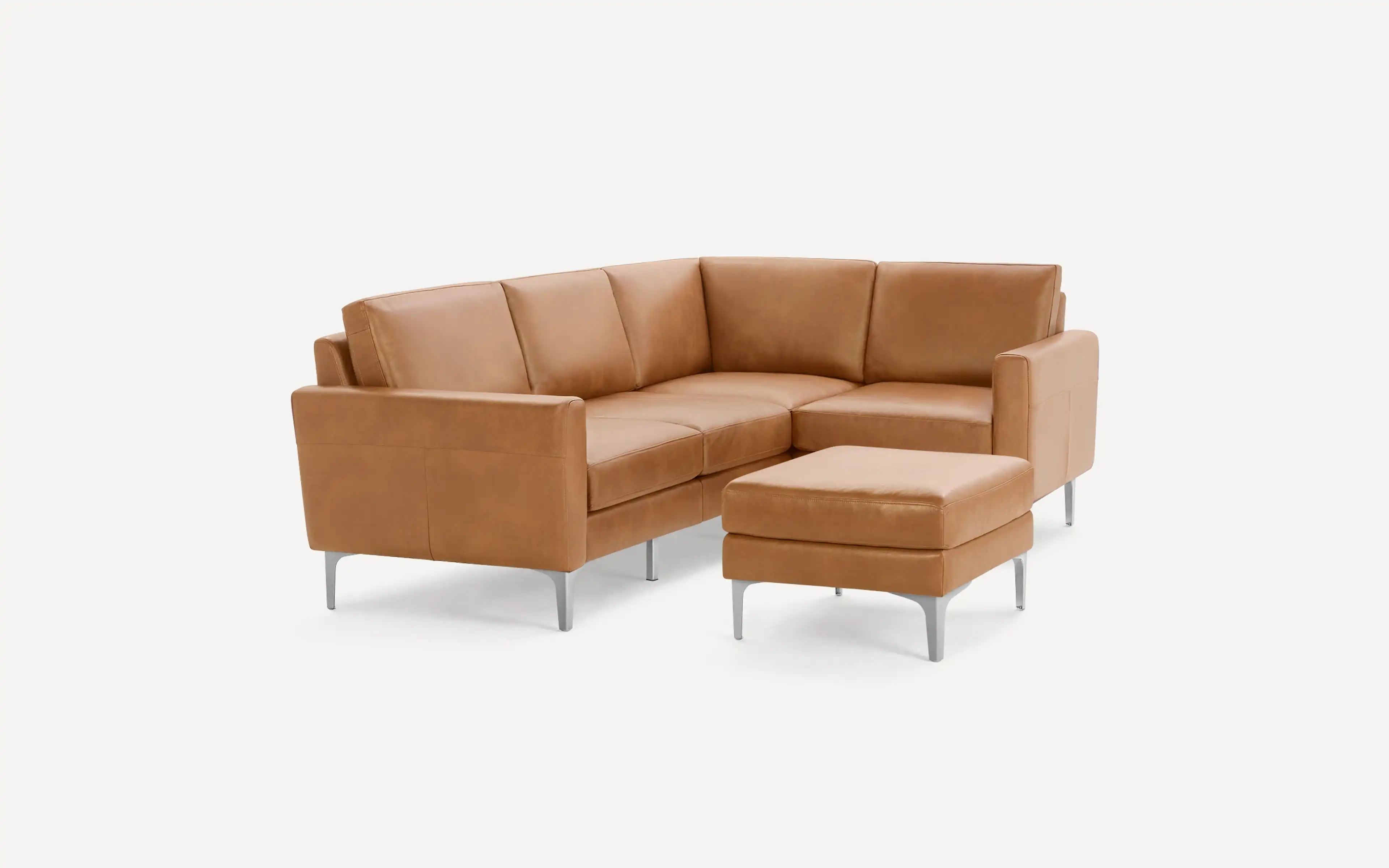 Nomad Leather 4-Seat Corner Sectional with Ottoman