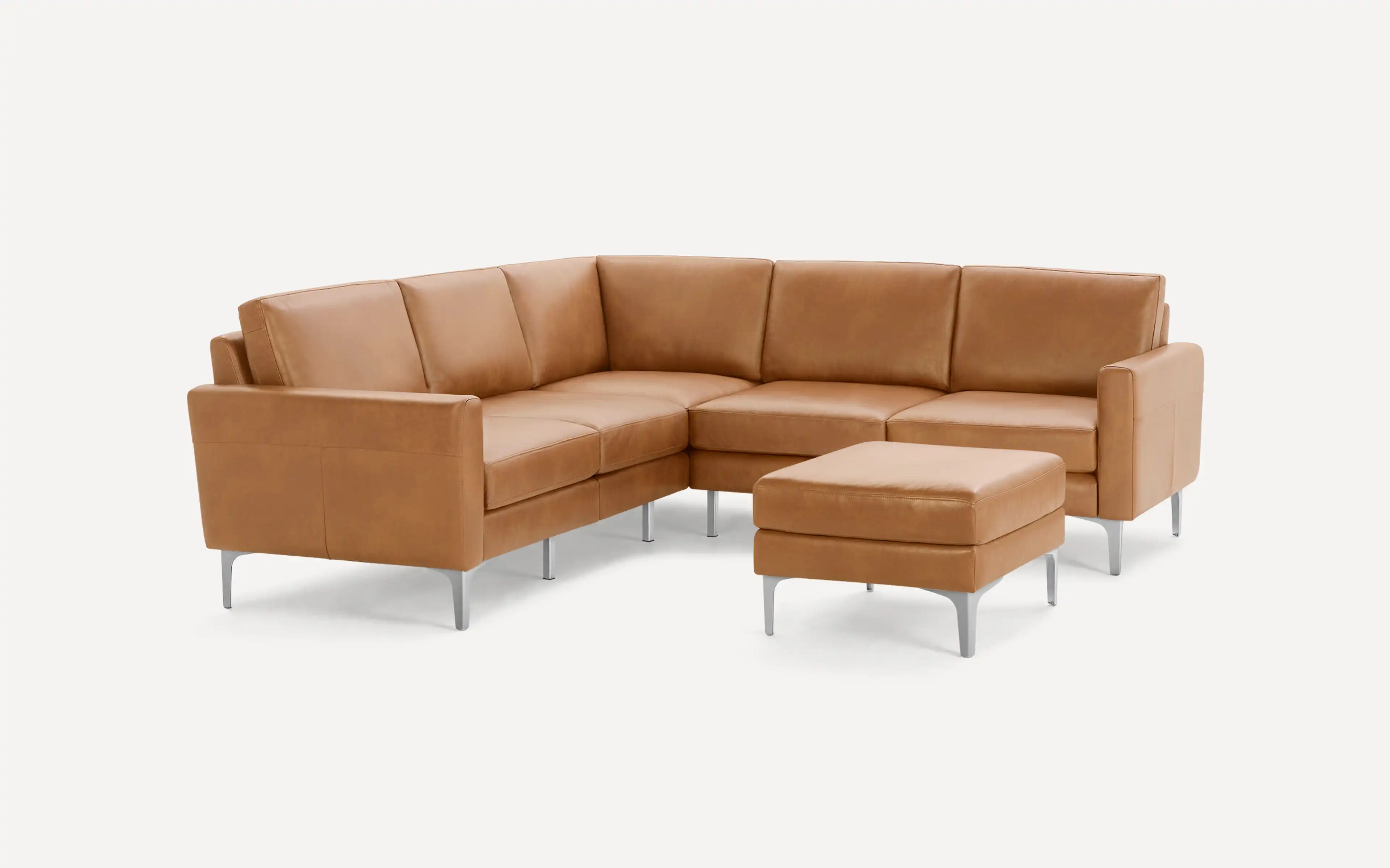 Nomad Leather 5-Seat Corner Sectional with Ottoman