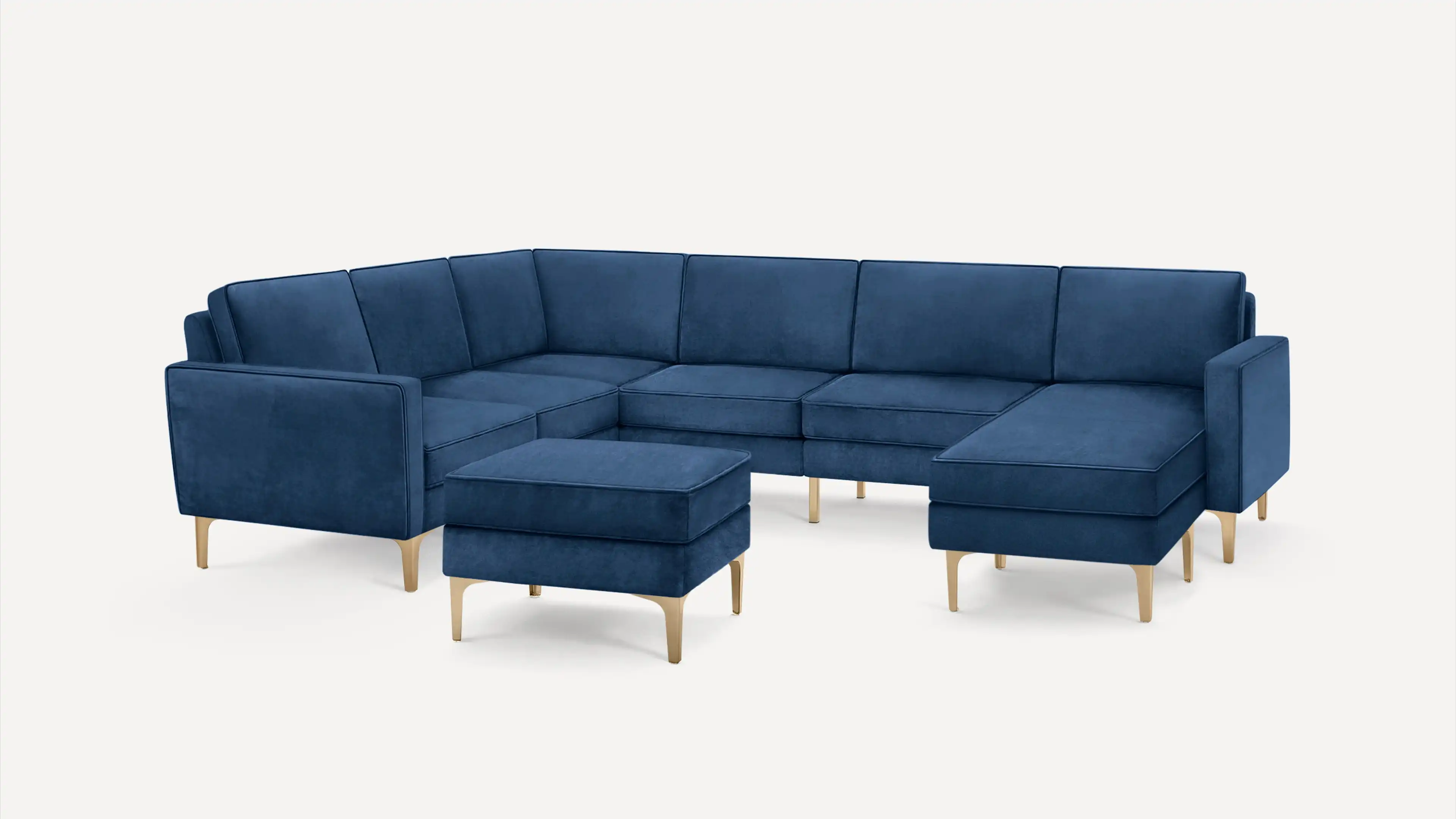 Nomad Velvet 6-Seat Corner Sectional with Chaise and Ottoman