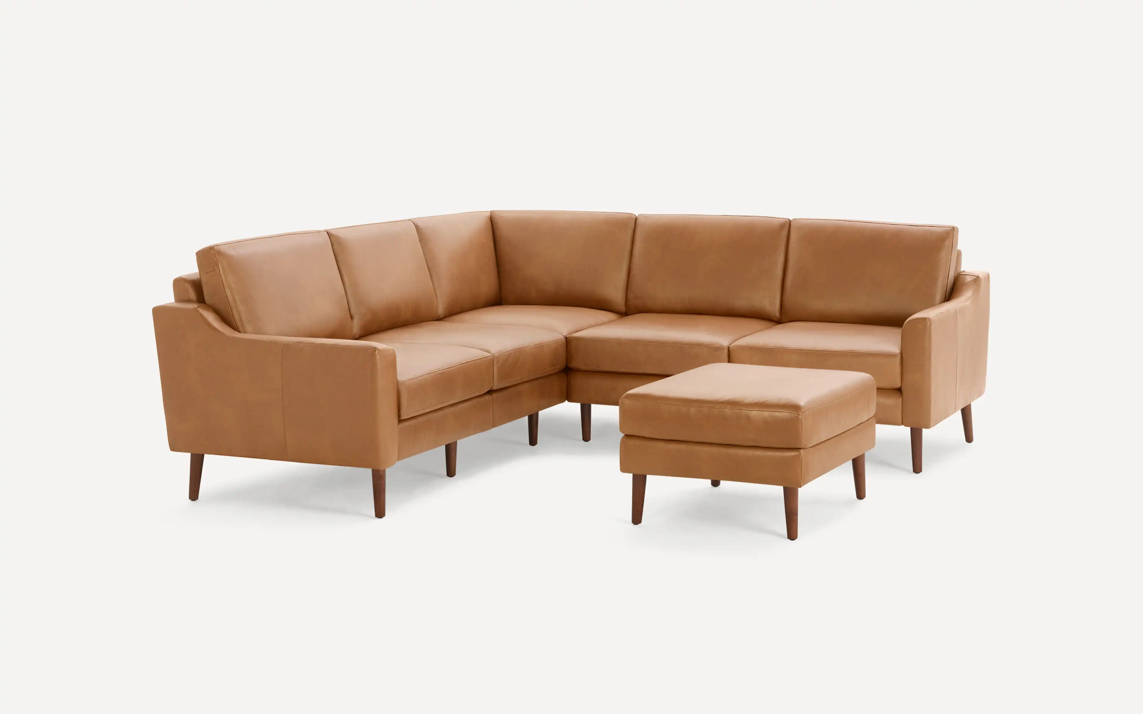 Nomad Leather 5-Seat Corner Sectional with Ottoman