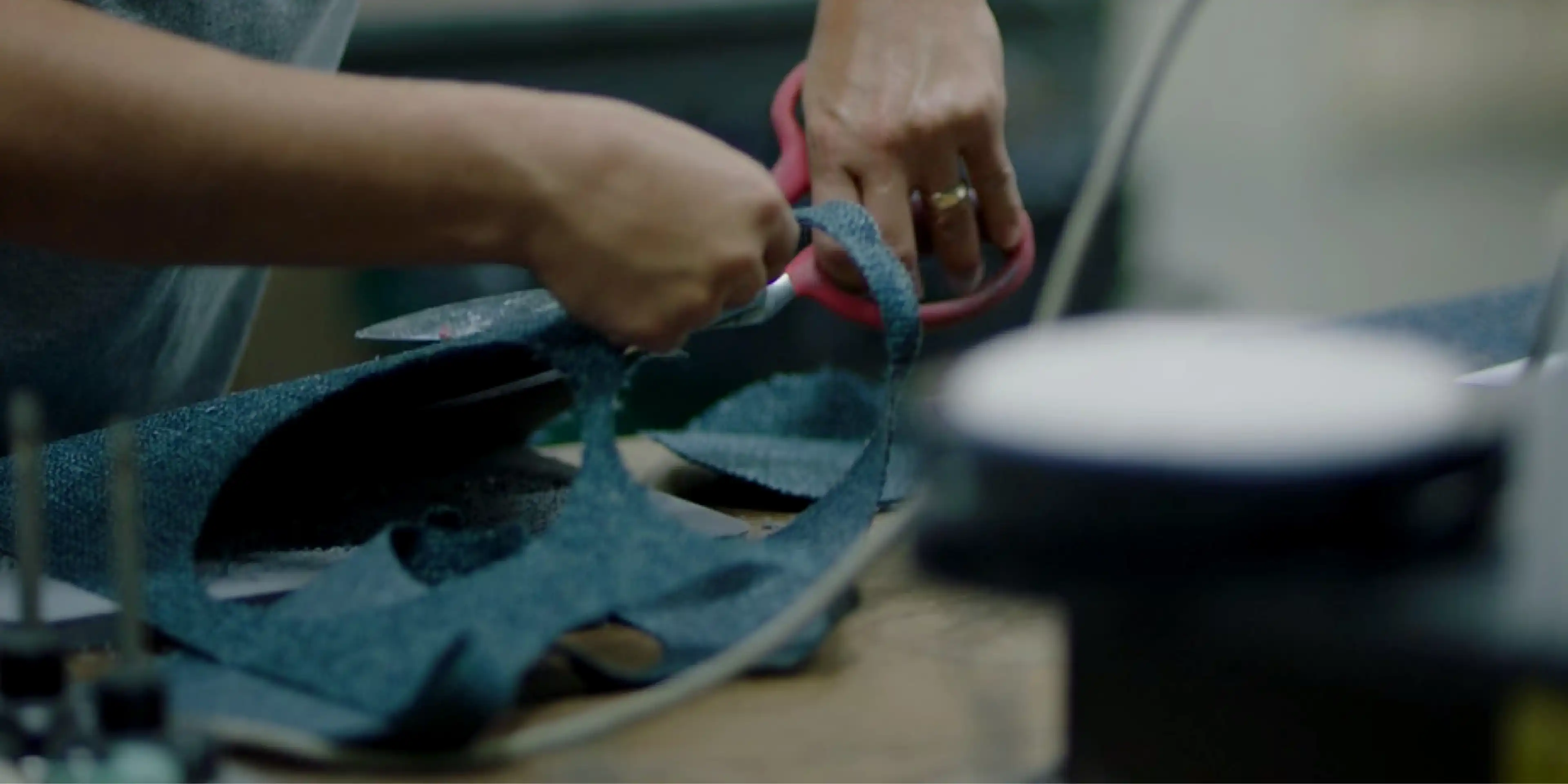 Woman crafting fabric with her hands