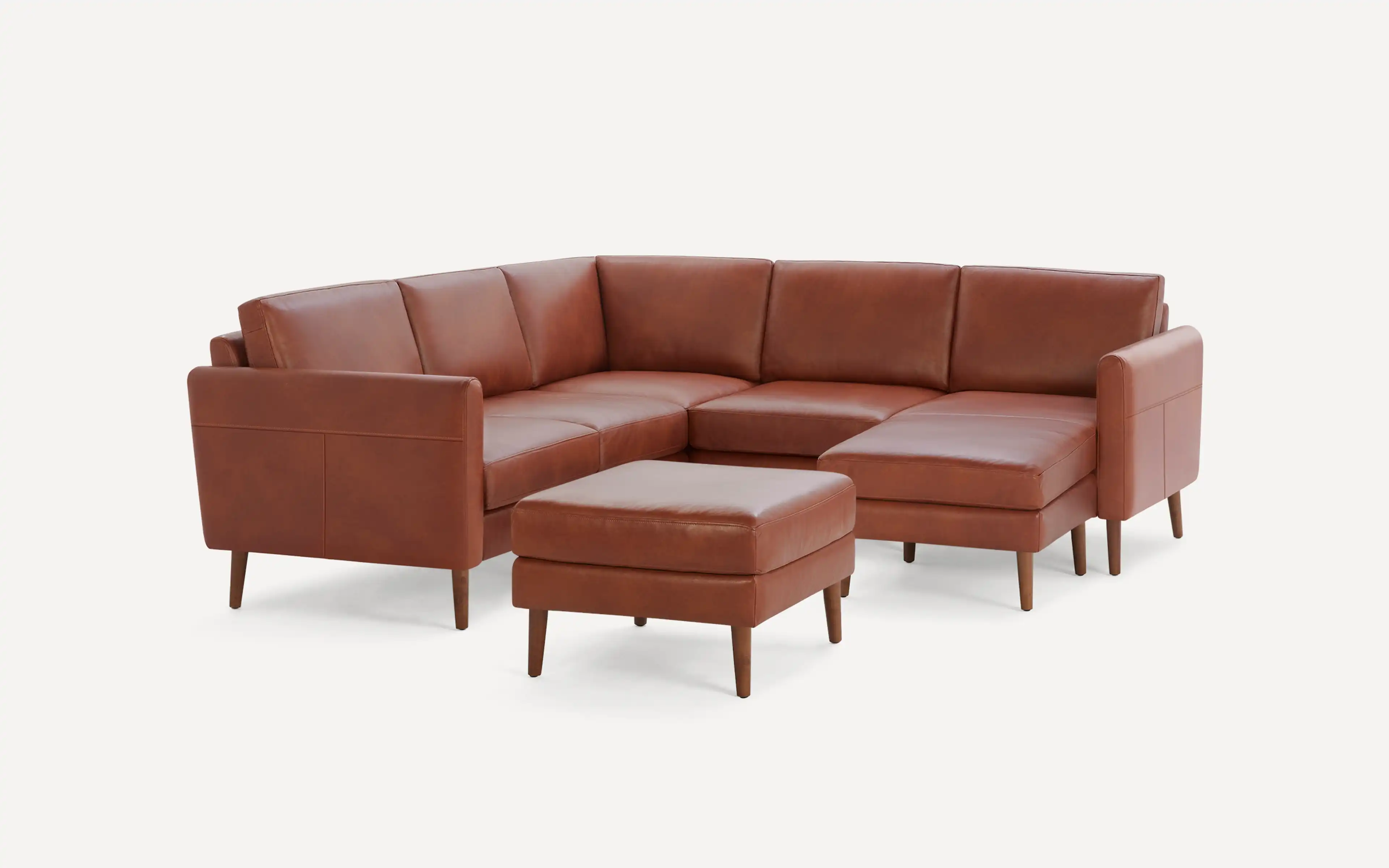 Nomad Leather 5-Seat Corner Sectional with Chaise and Ottoman