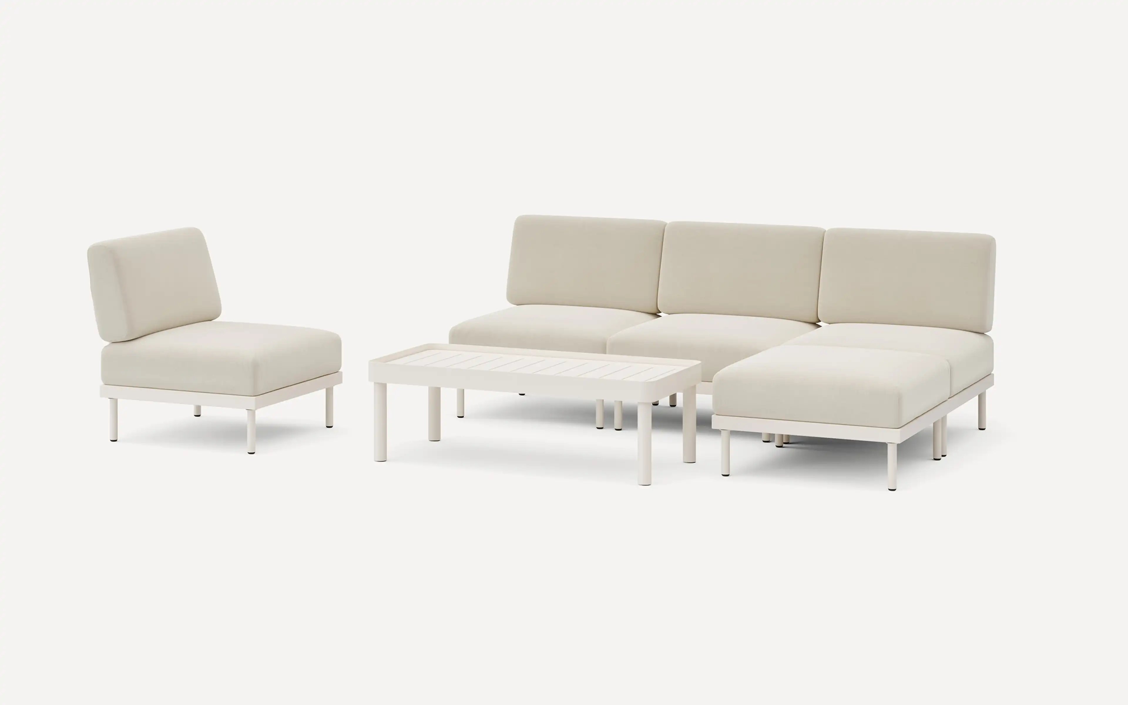 Relay Outdoor 4-Piece Armless Sectional, Chair, & Coffee Table Set