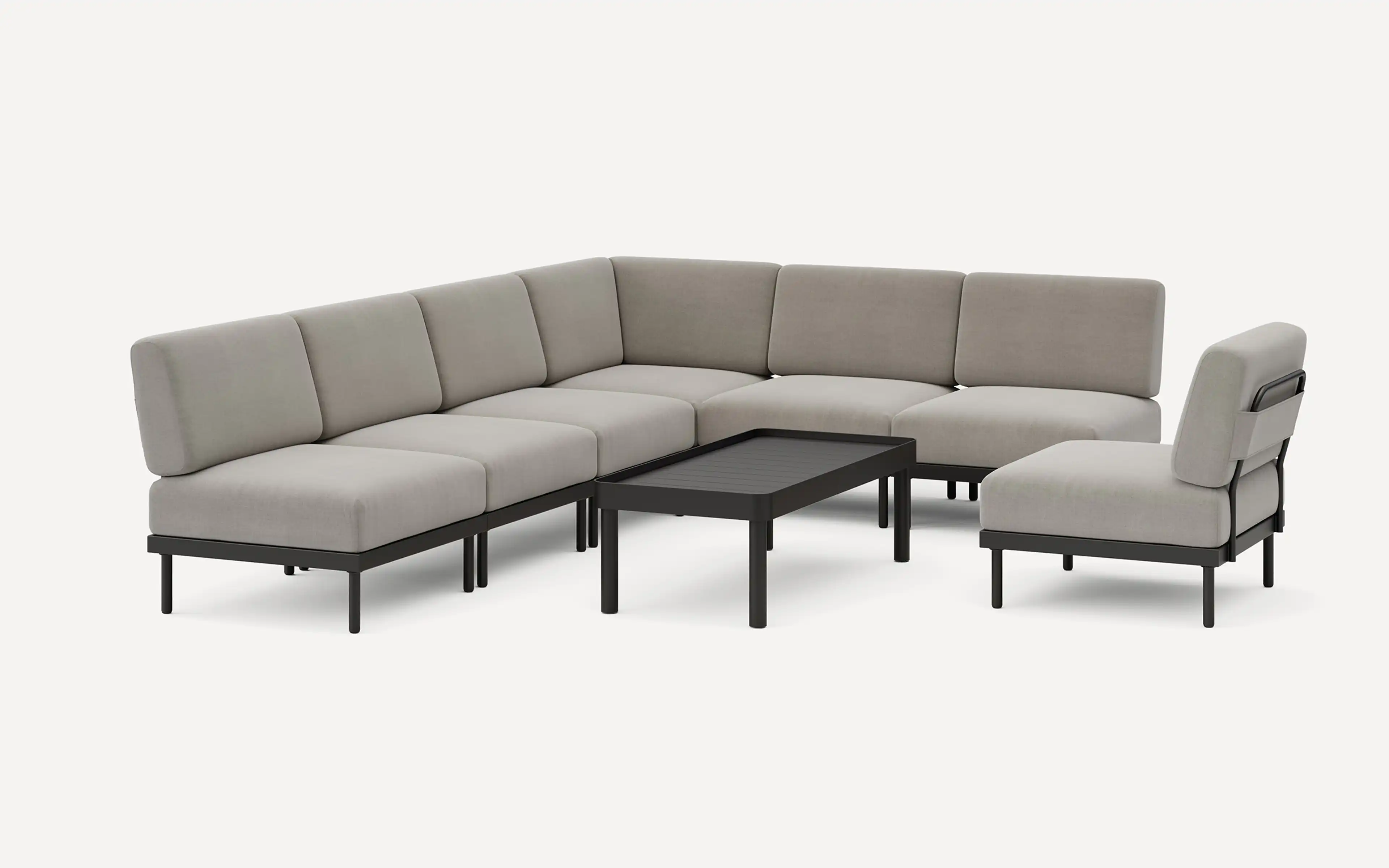 Relay Outdoor 6-Piece Armless Sectional, Chair, & Coffee Table Set