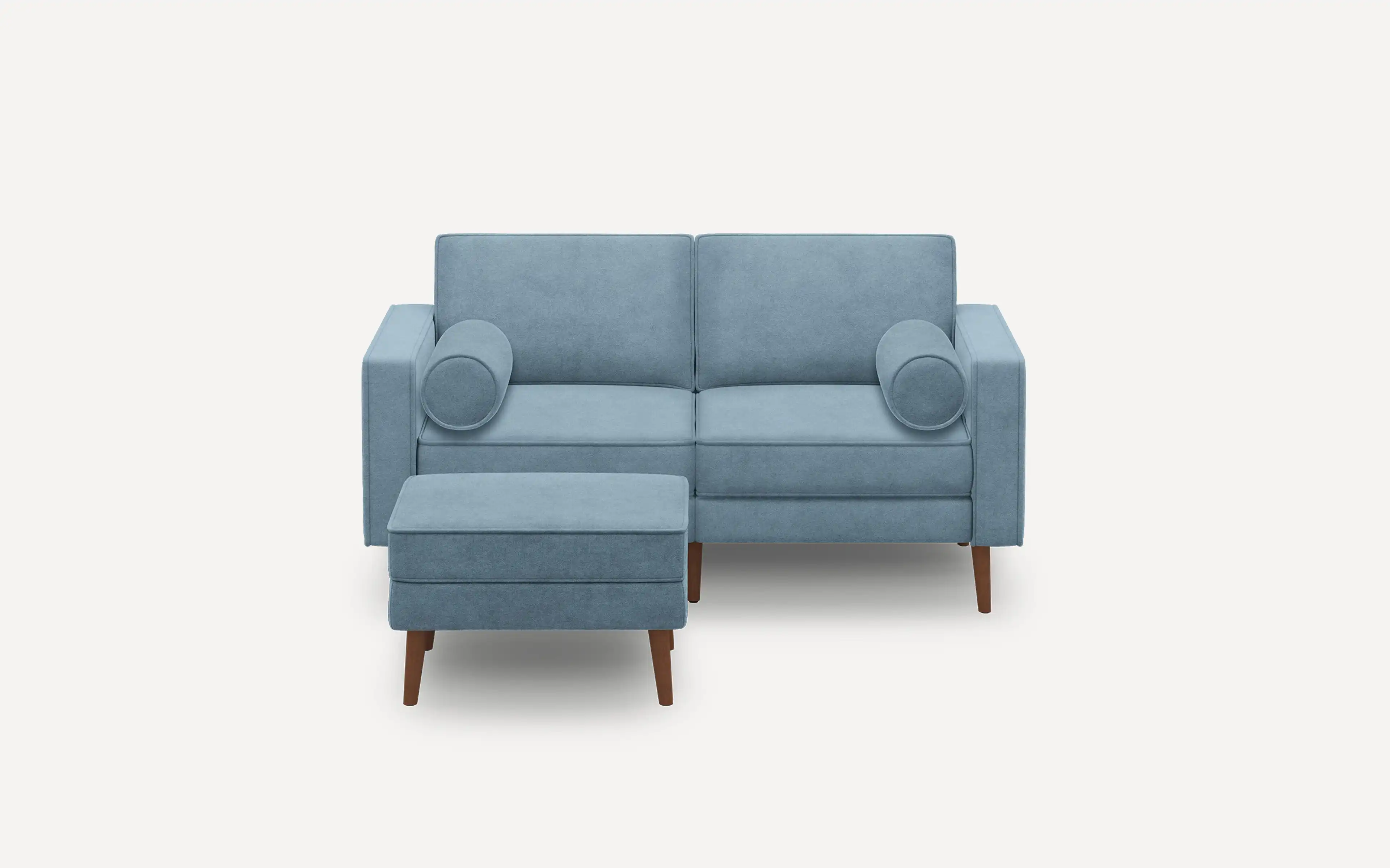 Original Nomad Loveseat with Ottoman in Ocean Velvet