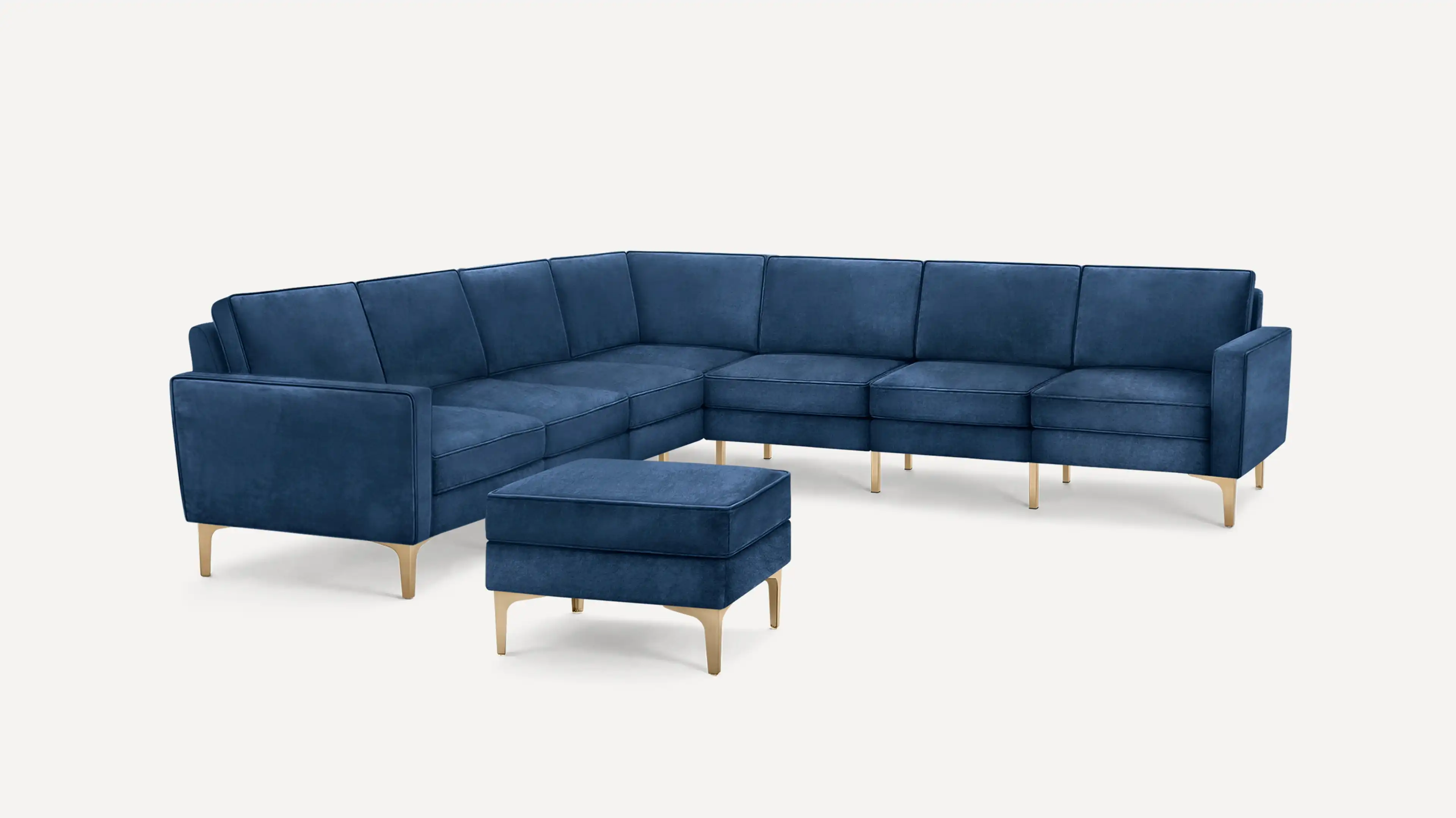 Nomad Velvet 7-Seat Corner Sectional with Ottoman