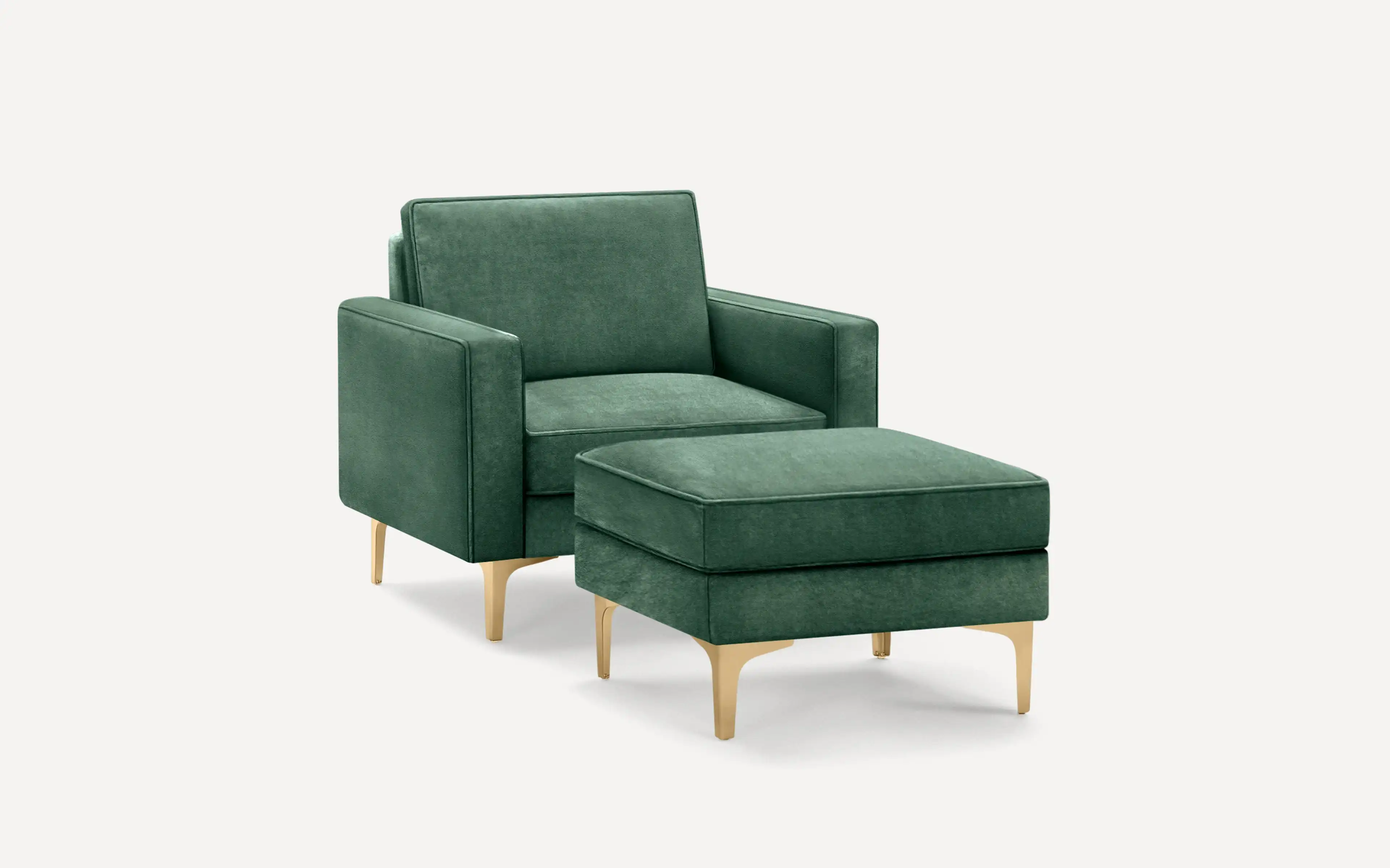 Original Nomad Armchair with Ottoman in Jade Velvet