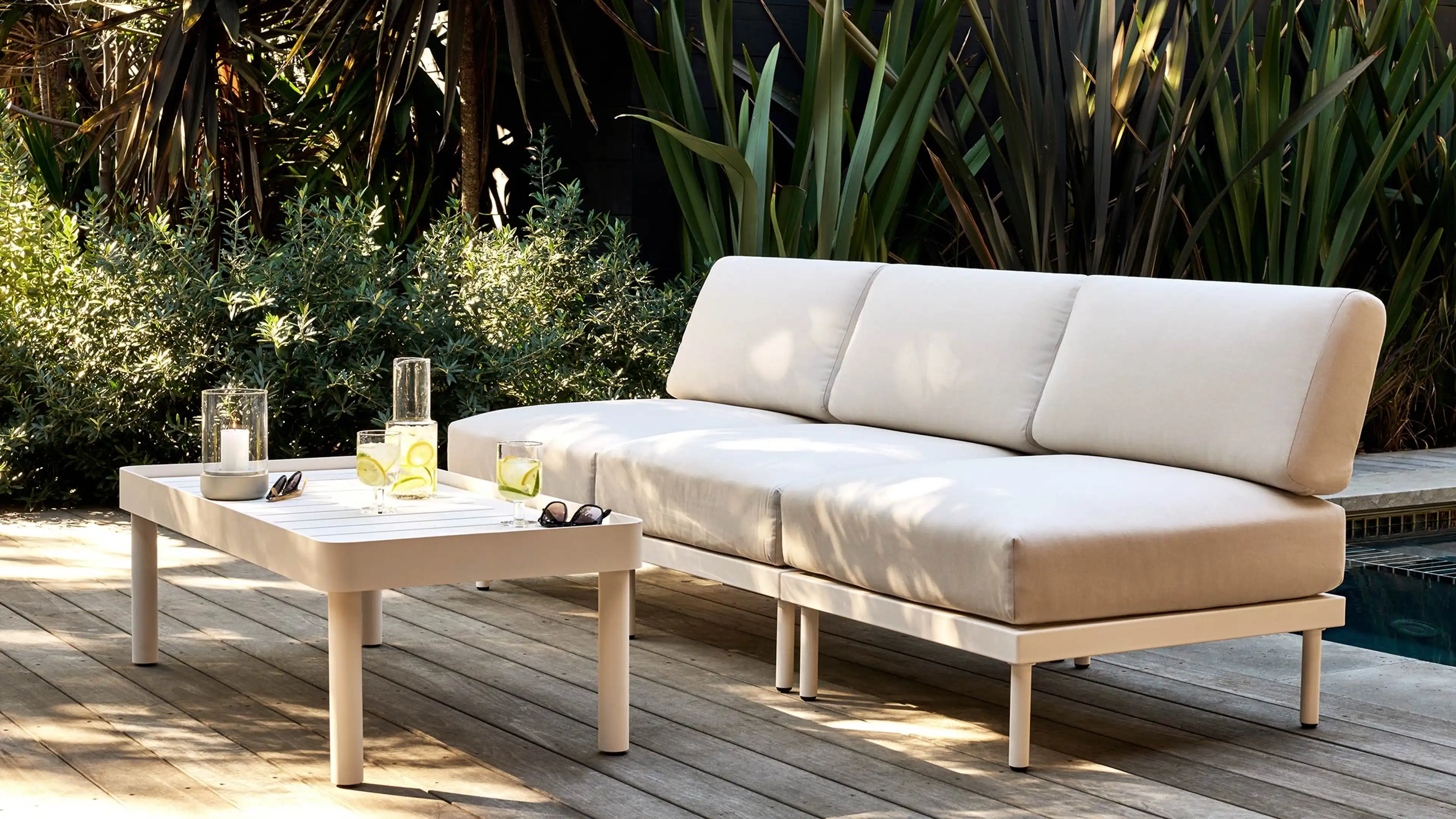 Relay Outdoor 6-Piece Armless Sectional, Chair, & Coffee Table Set