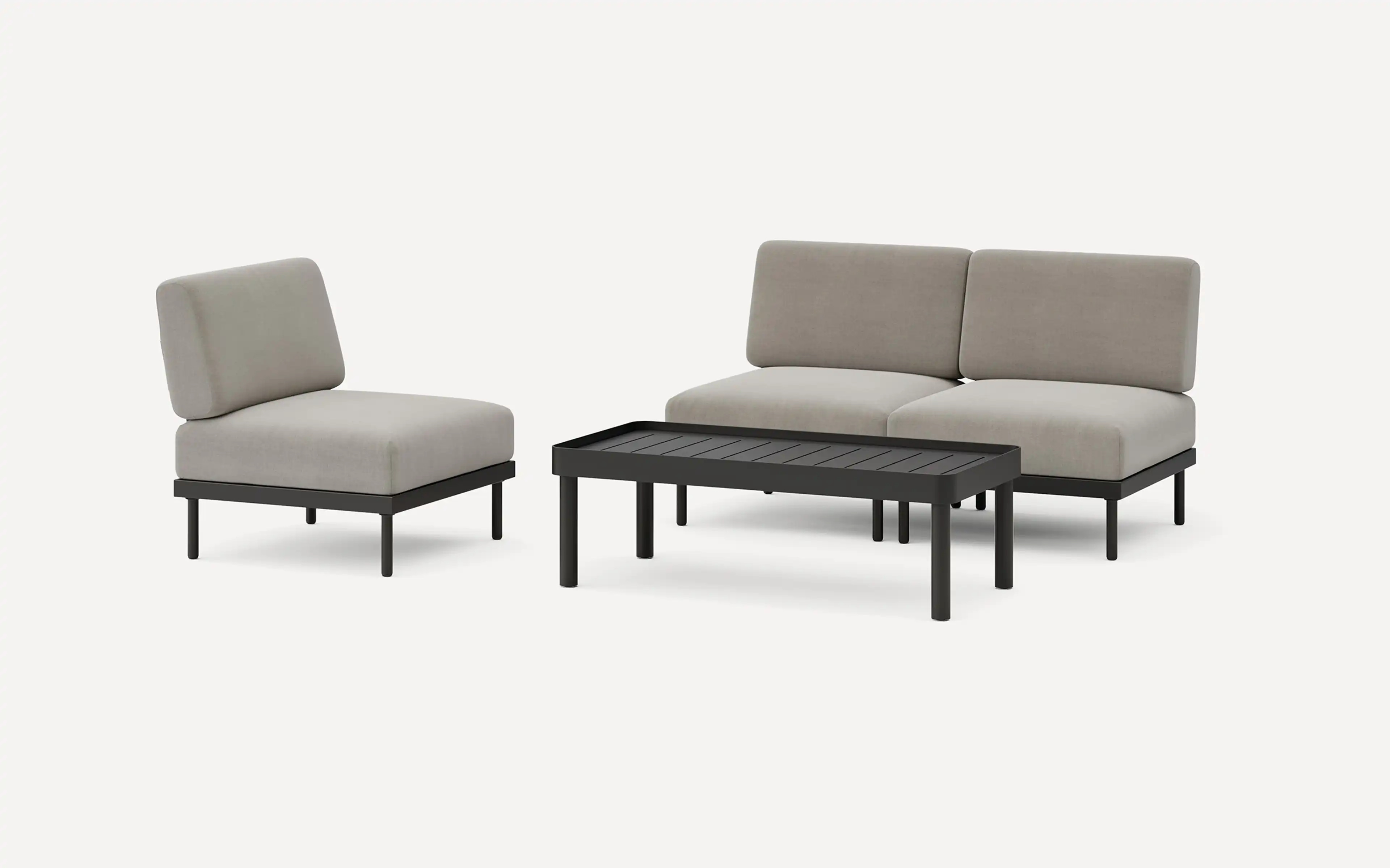 Relay Outdoor 2-Piece Armless Sofa, Chair, & Coffee Table Set