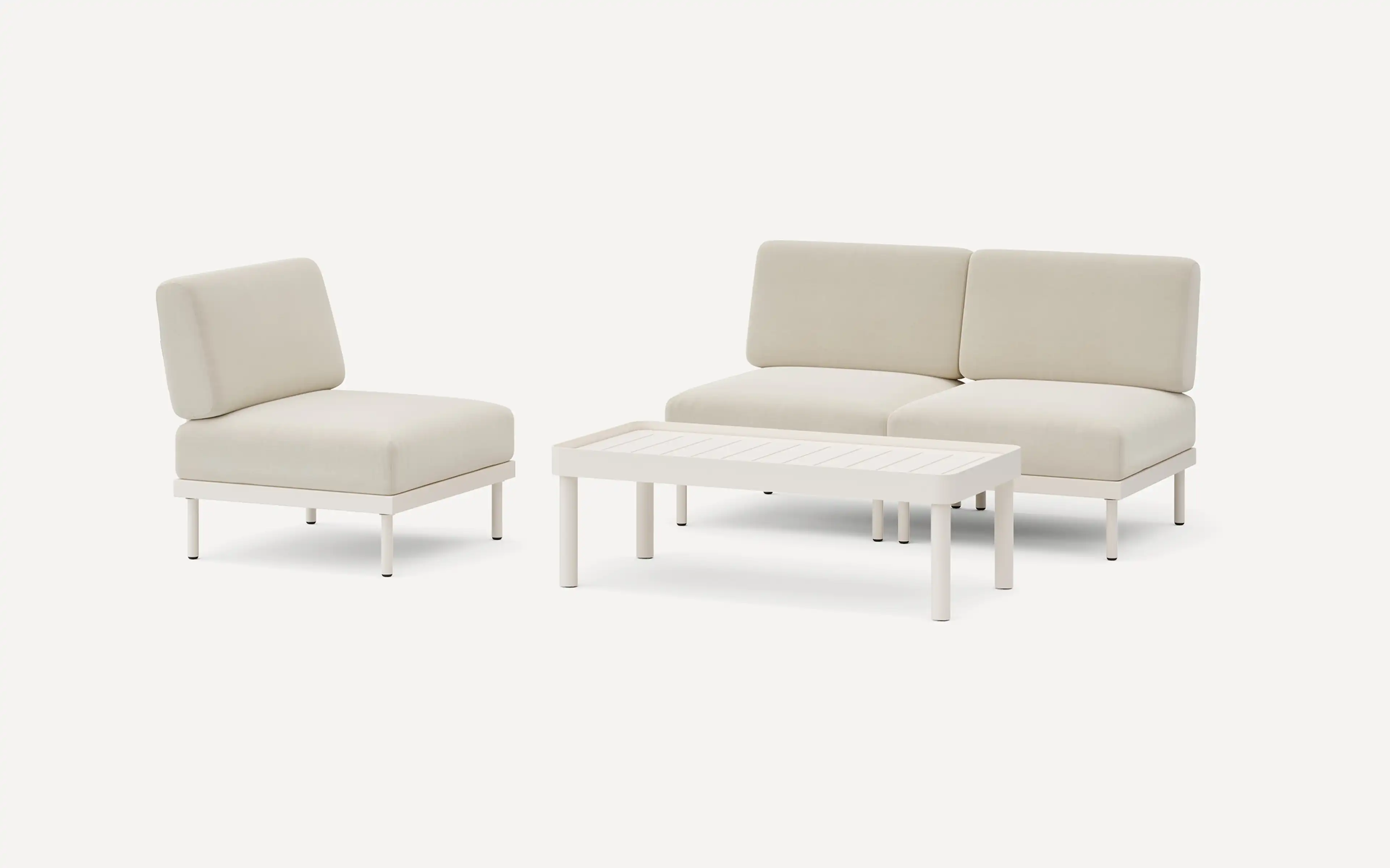 Relay Outdoor 2-Piece Armless Sofa, Chair, & Coffee Table Set