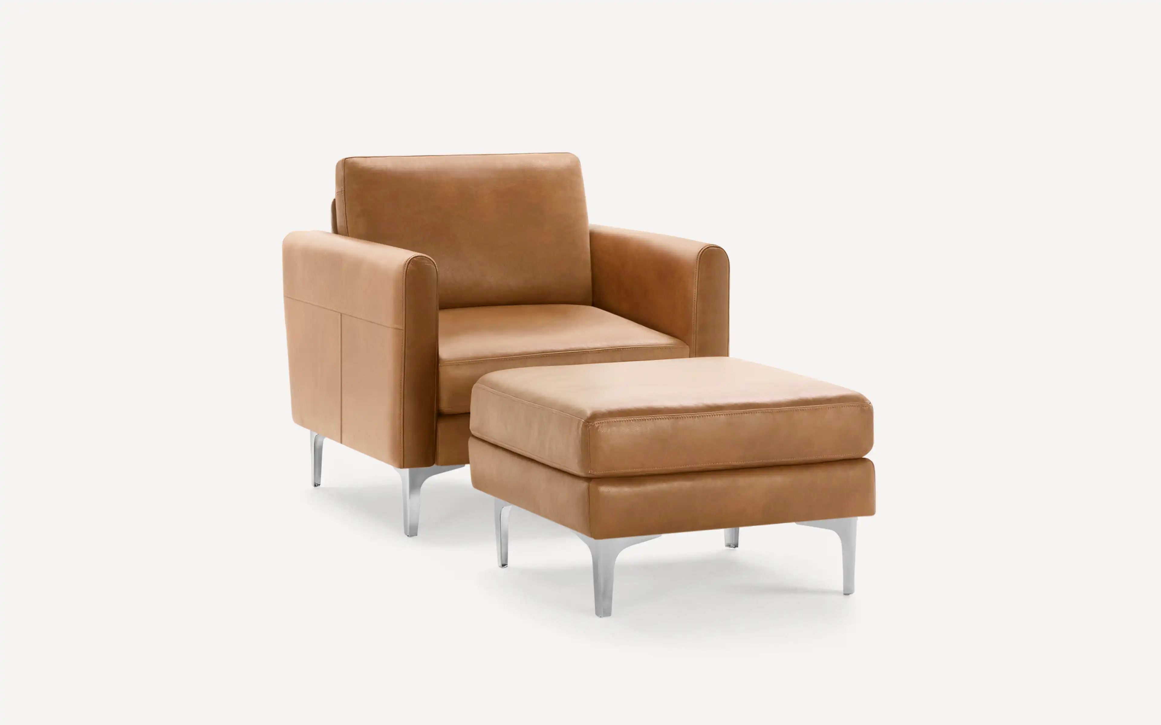 Original Nomad Armchair with Ottoman in Camel Leather