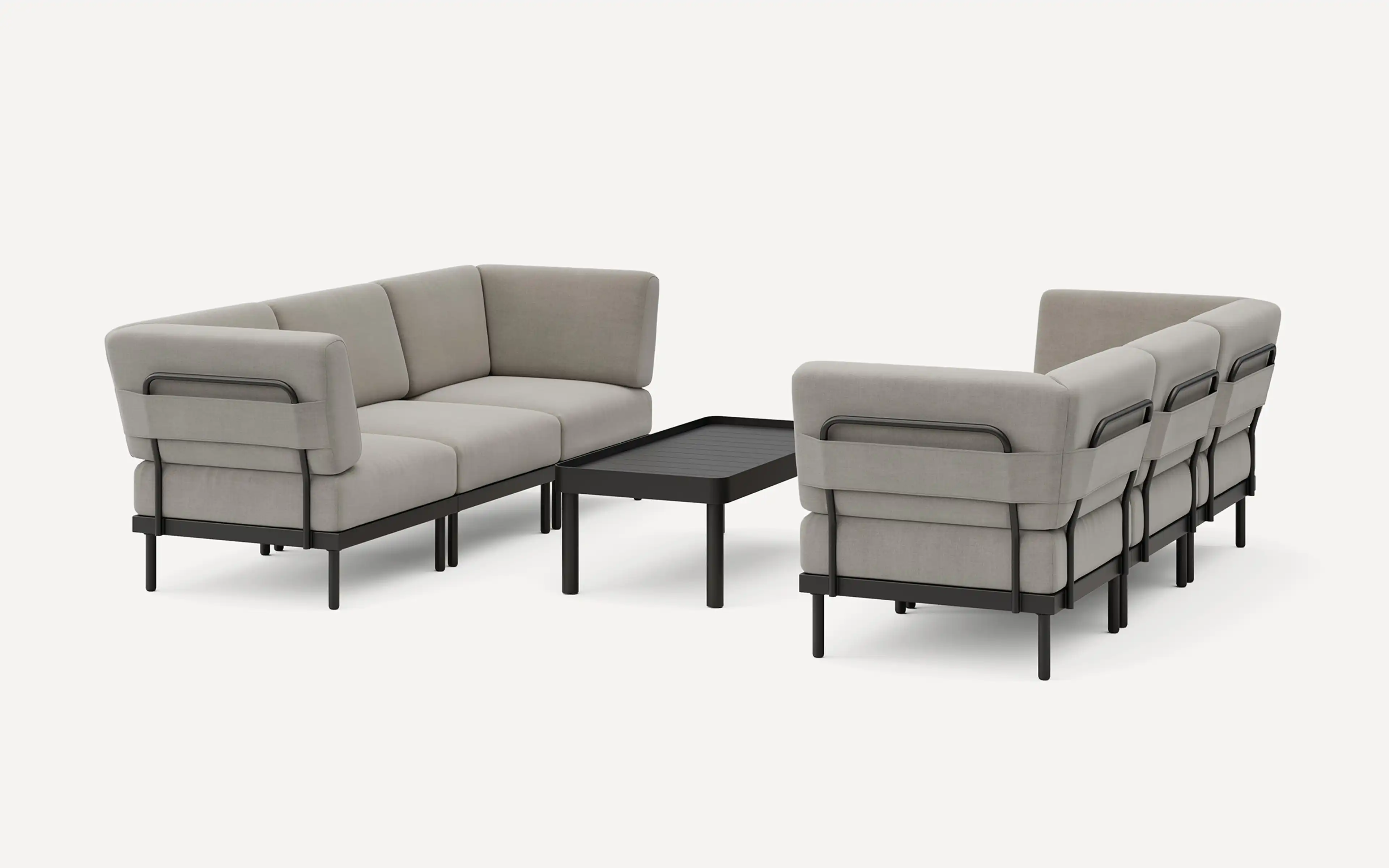 Two Relay Outdoor 3-Piece Sofas & Coffee Table Set