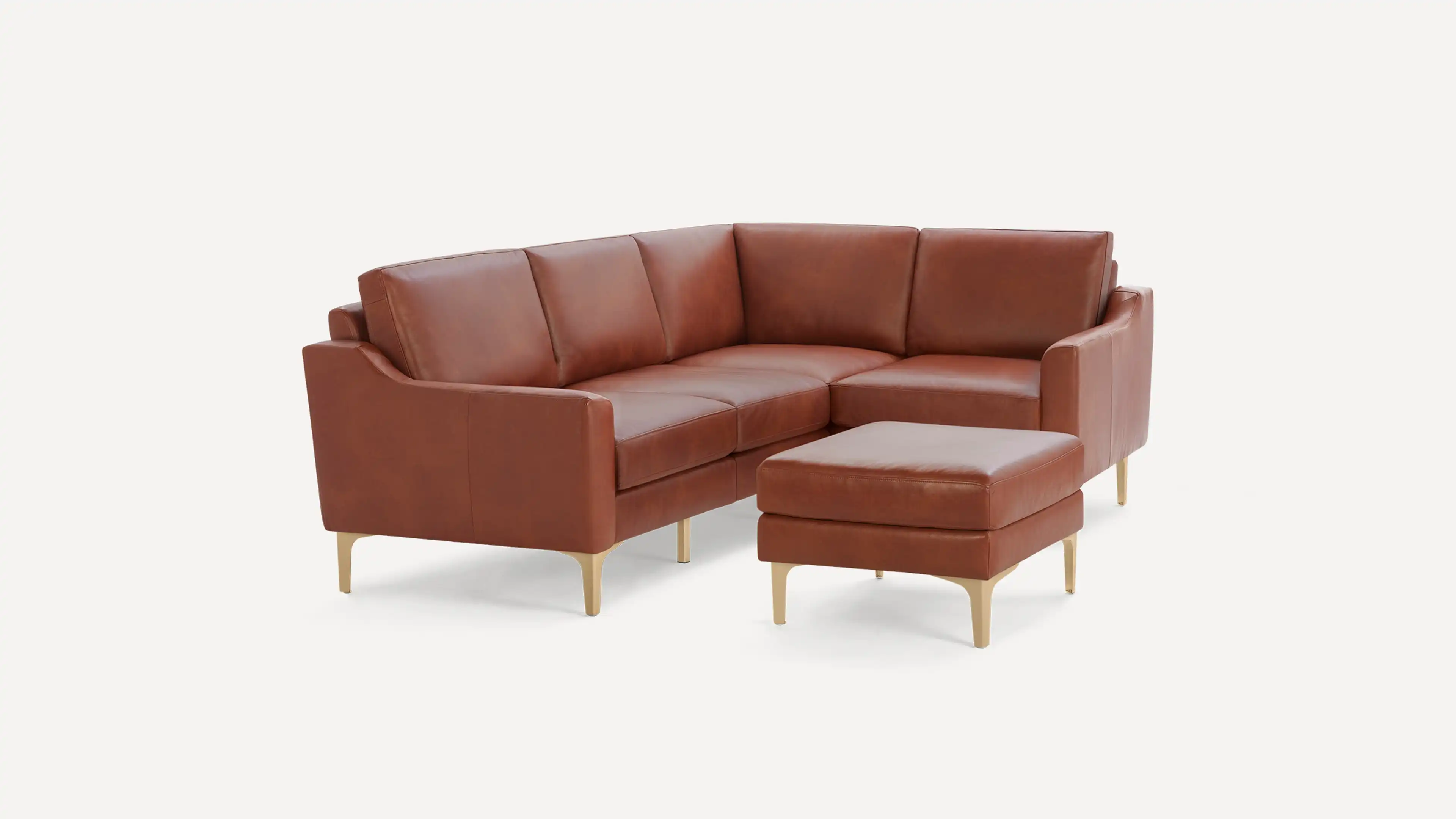 Slope Nomad Leather 4 Seat Corner Sectional with Ottoman