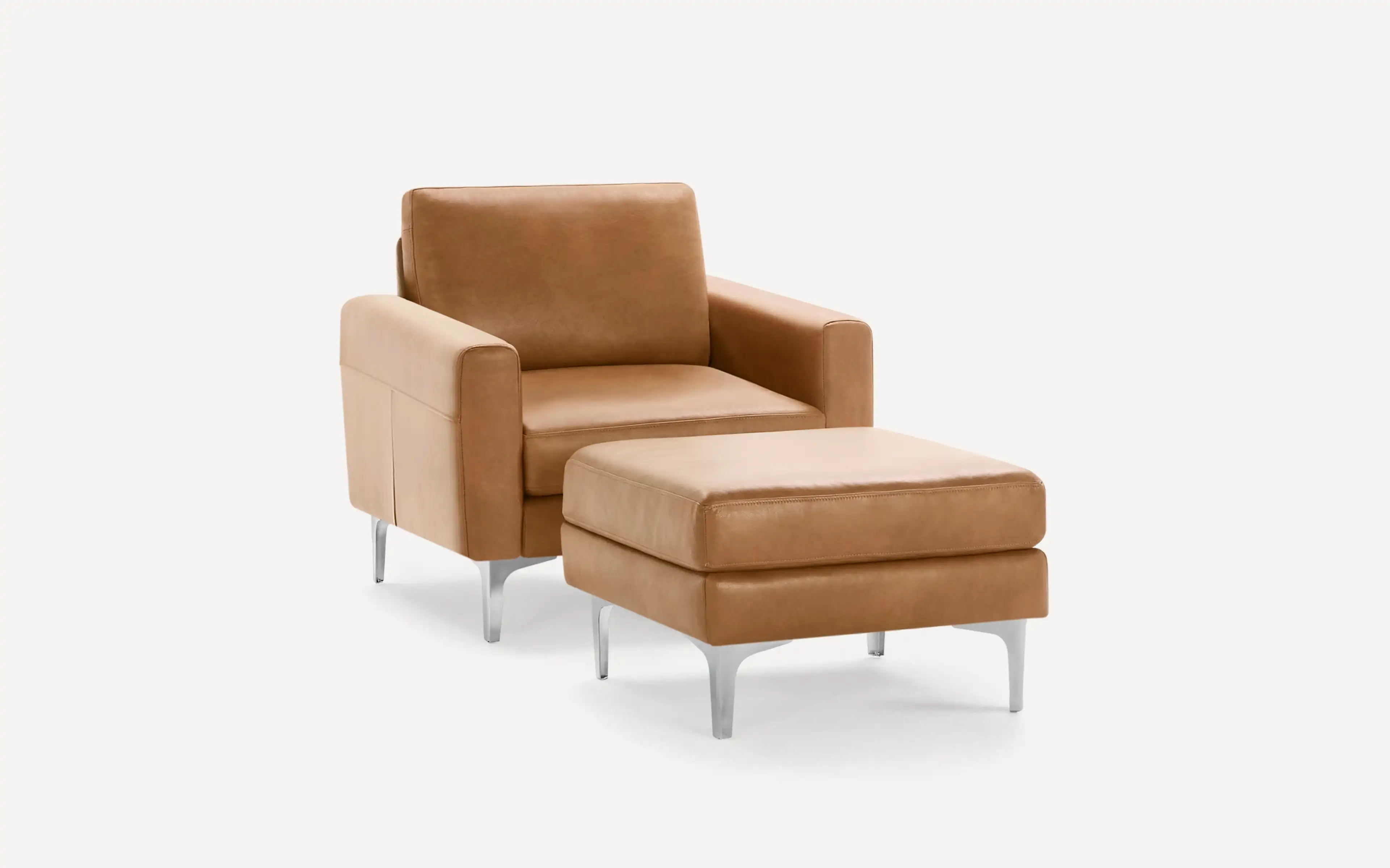 Original Nomad Armchair with Ottoman in Camel Leather