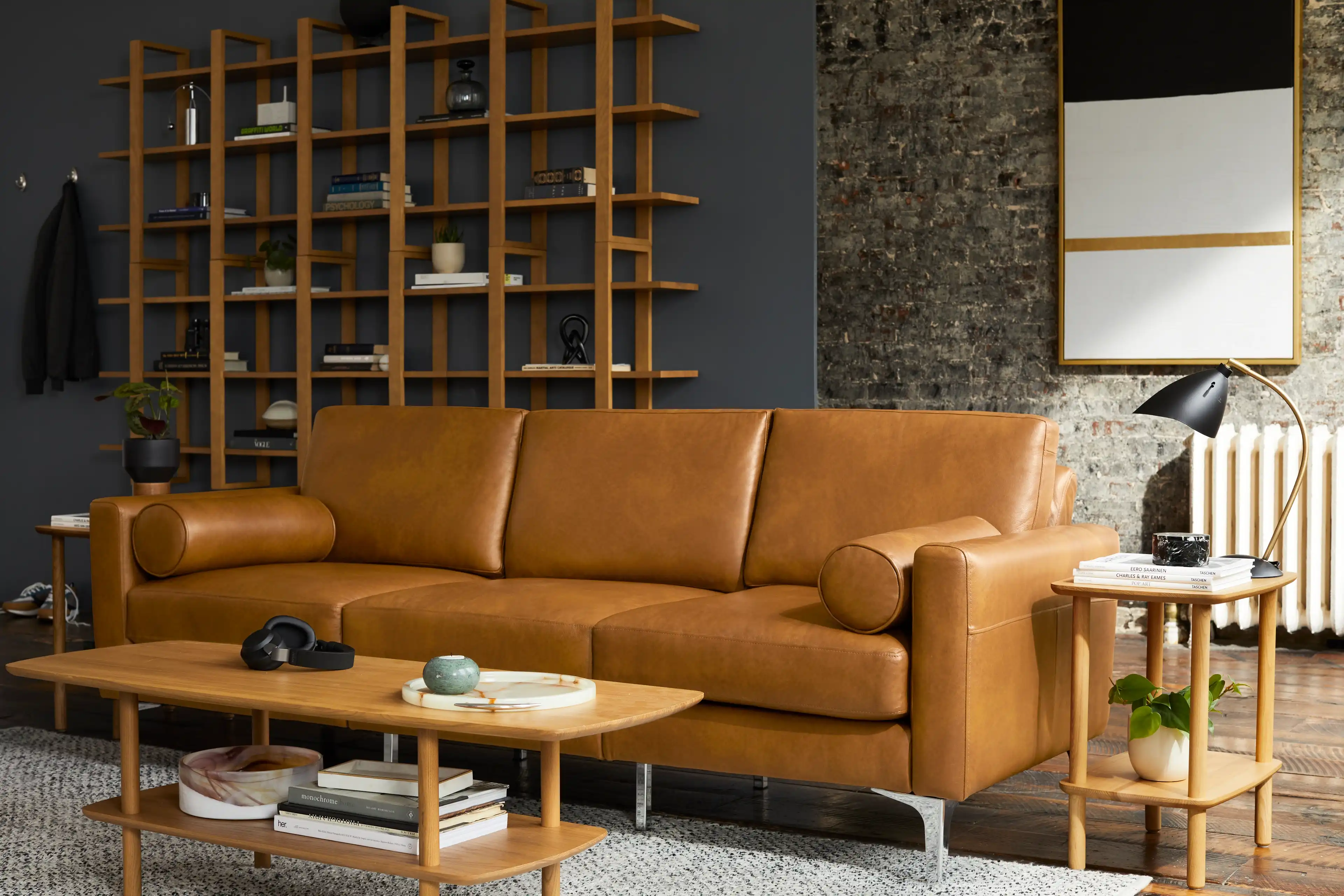 Original Nomad Sofa with Ottoman in Chestnut Leather