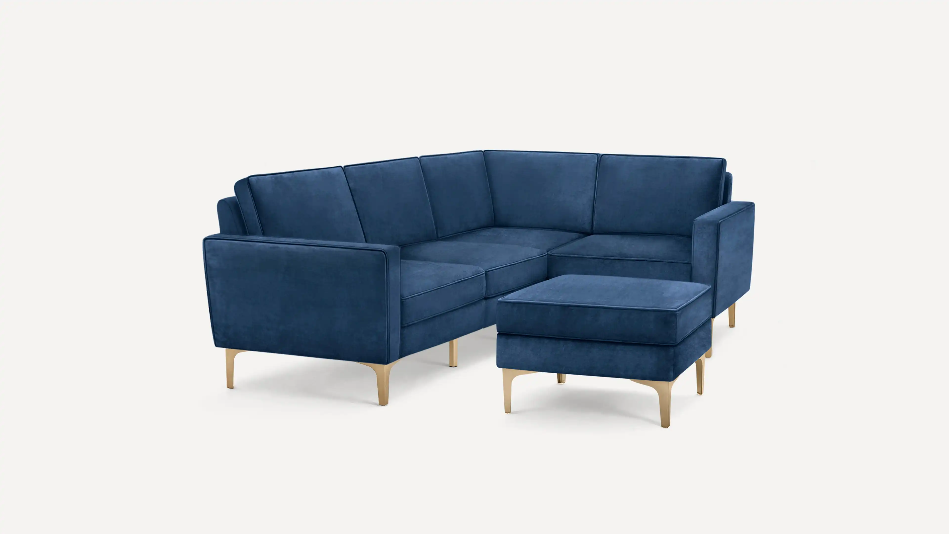 Nomad Velvet 4-Seat Corner Sectional with Ottoman