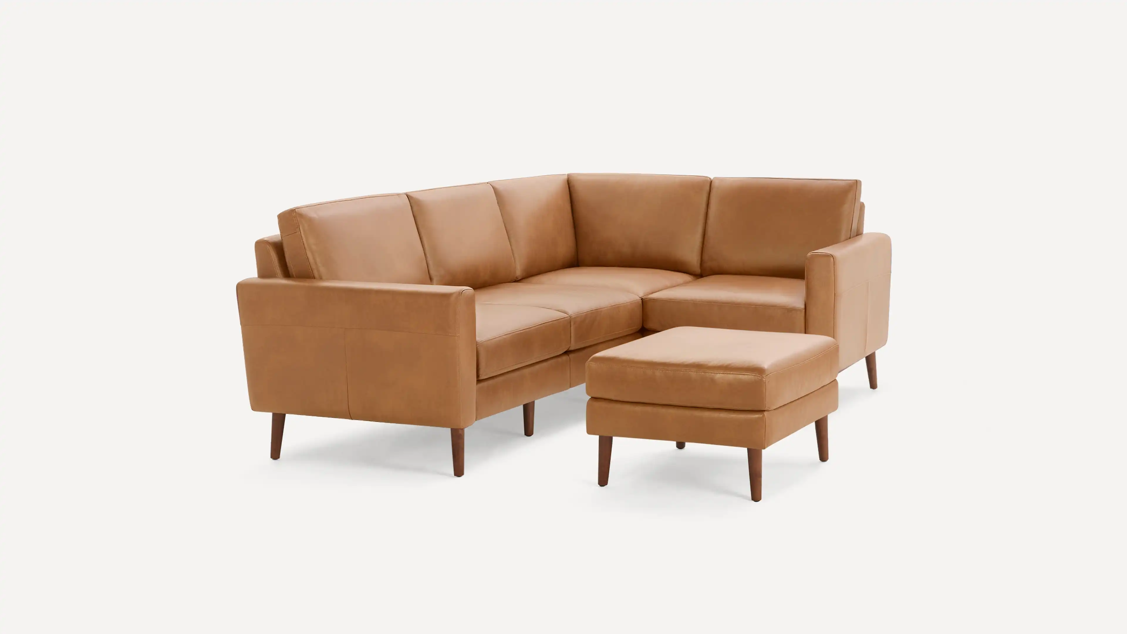 Block Nomad Leather 4-Seat Corner Sectional with Ottoman