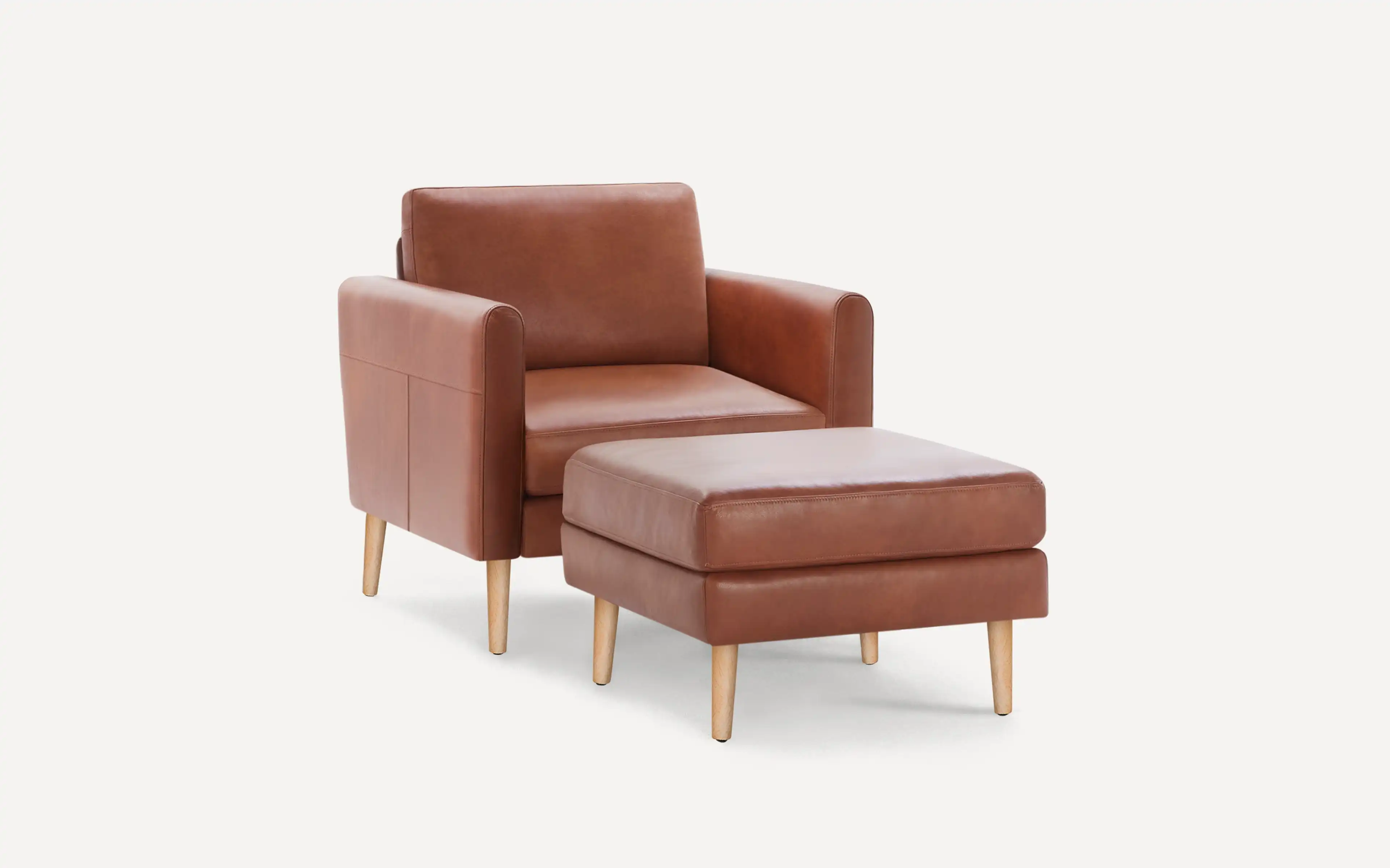 Original Nomad Armchair with Ottoman in Chestnut Leather