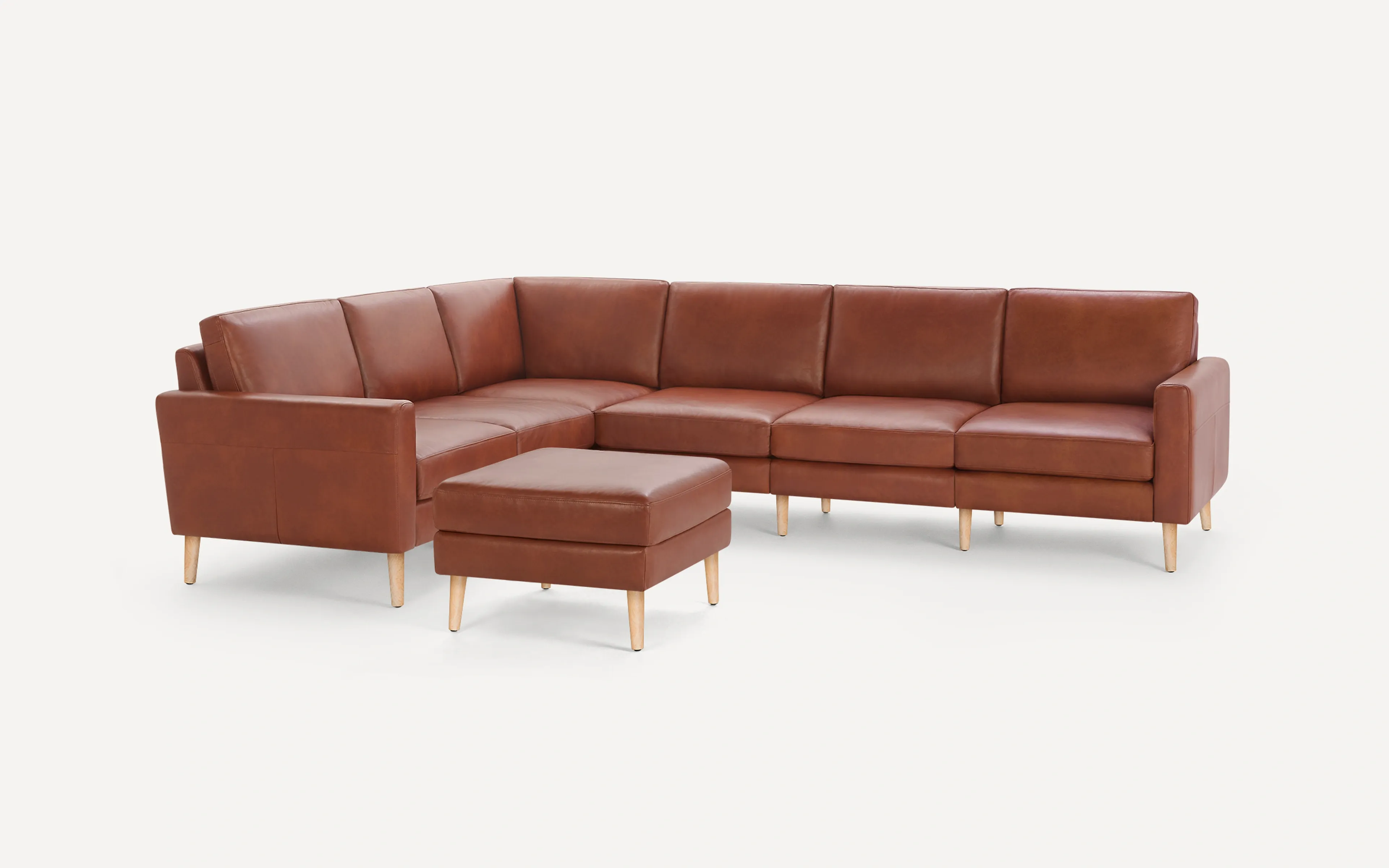 Block Nomad Leather 6-Seat Corner Sectional with Ottoman