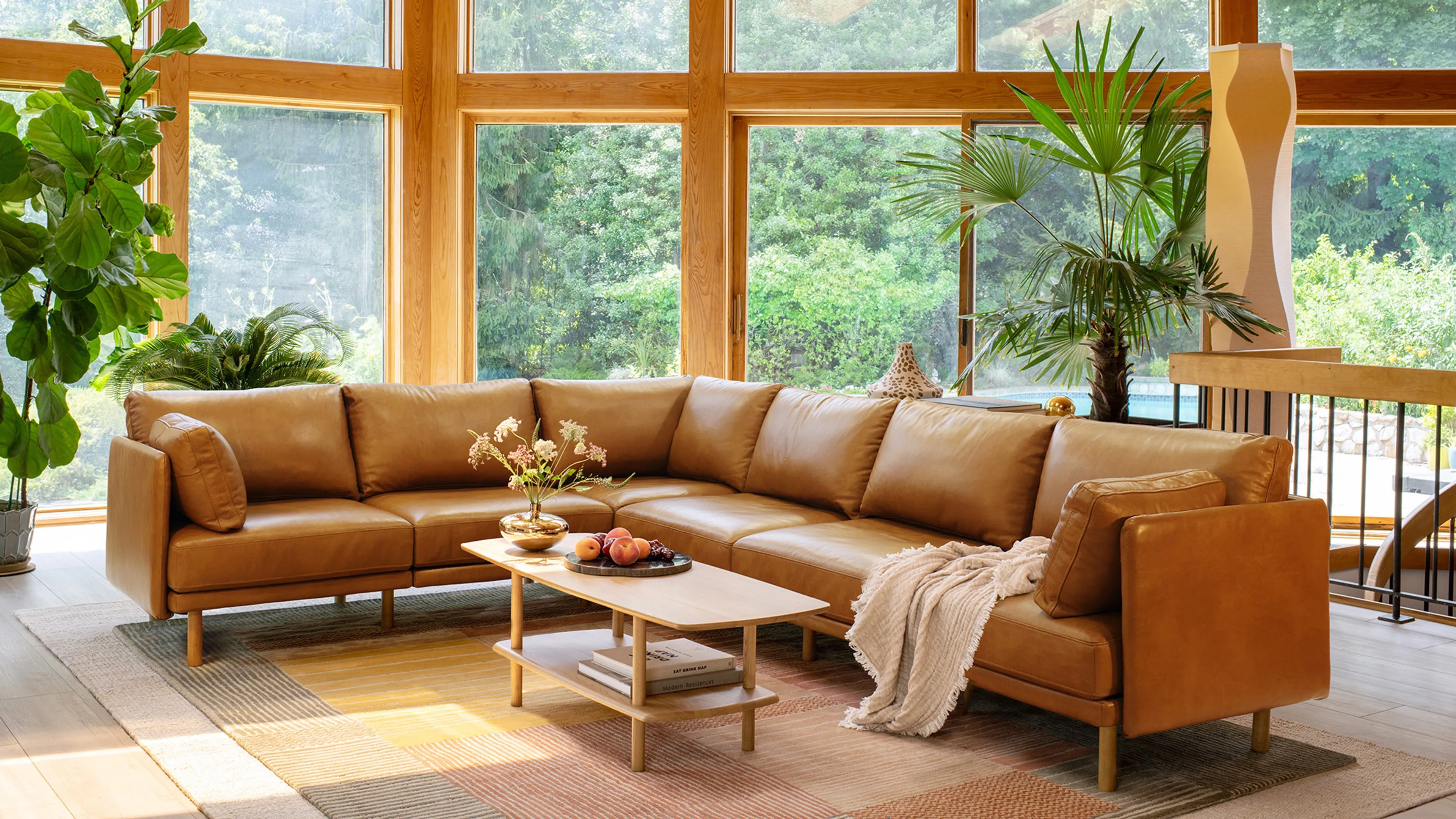 Field Leather 3-Piece Sectional Lounger