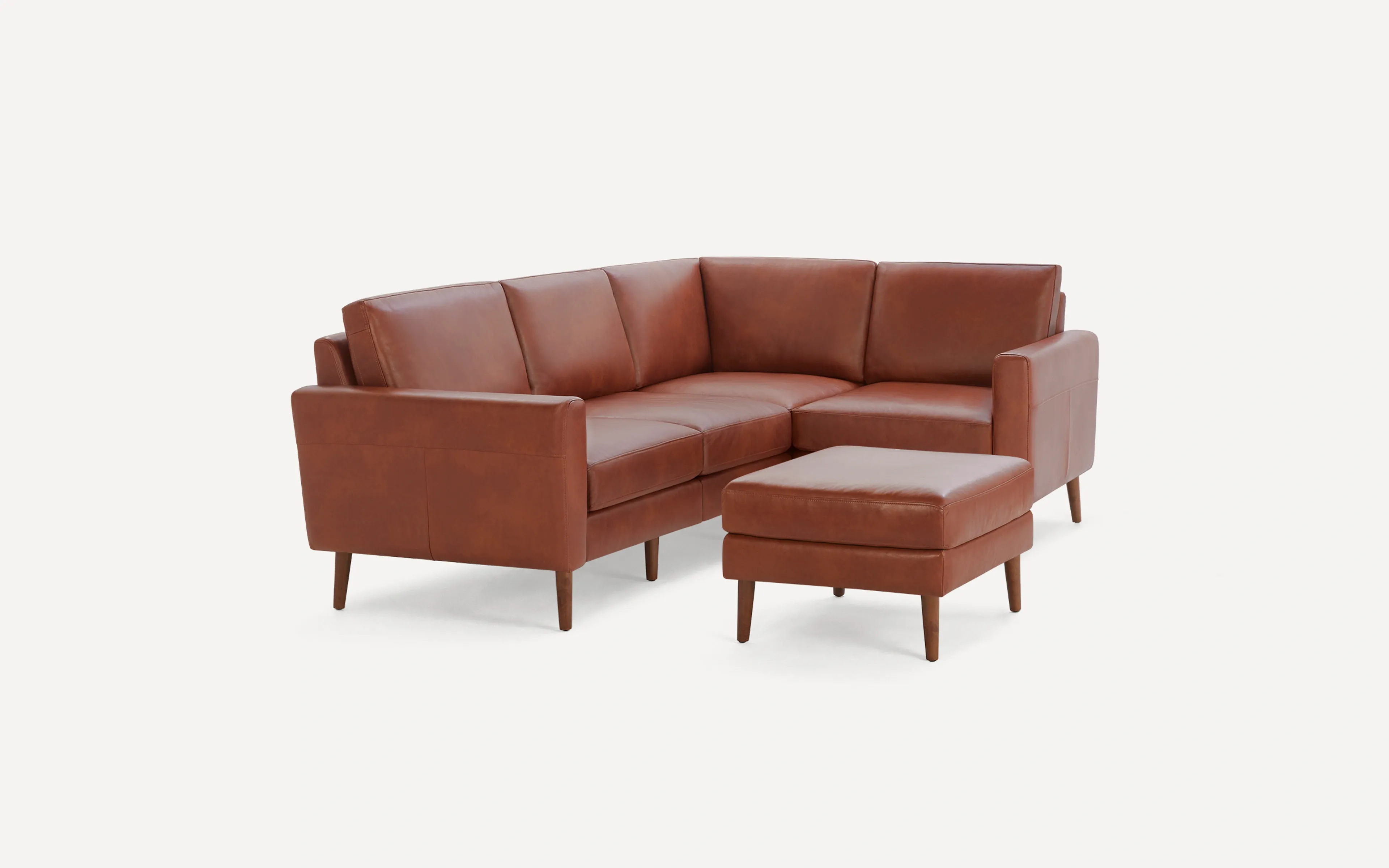 Block Nomad Leather 4-Seat Corner Sectional with Ottoman
