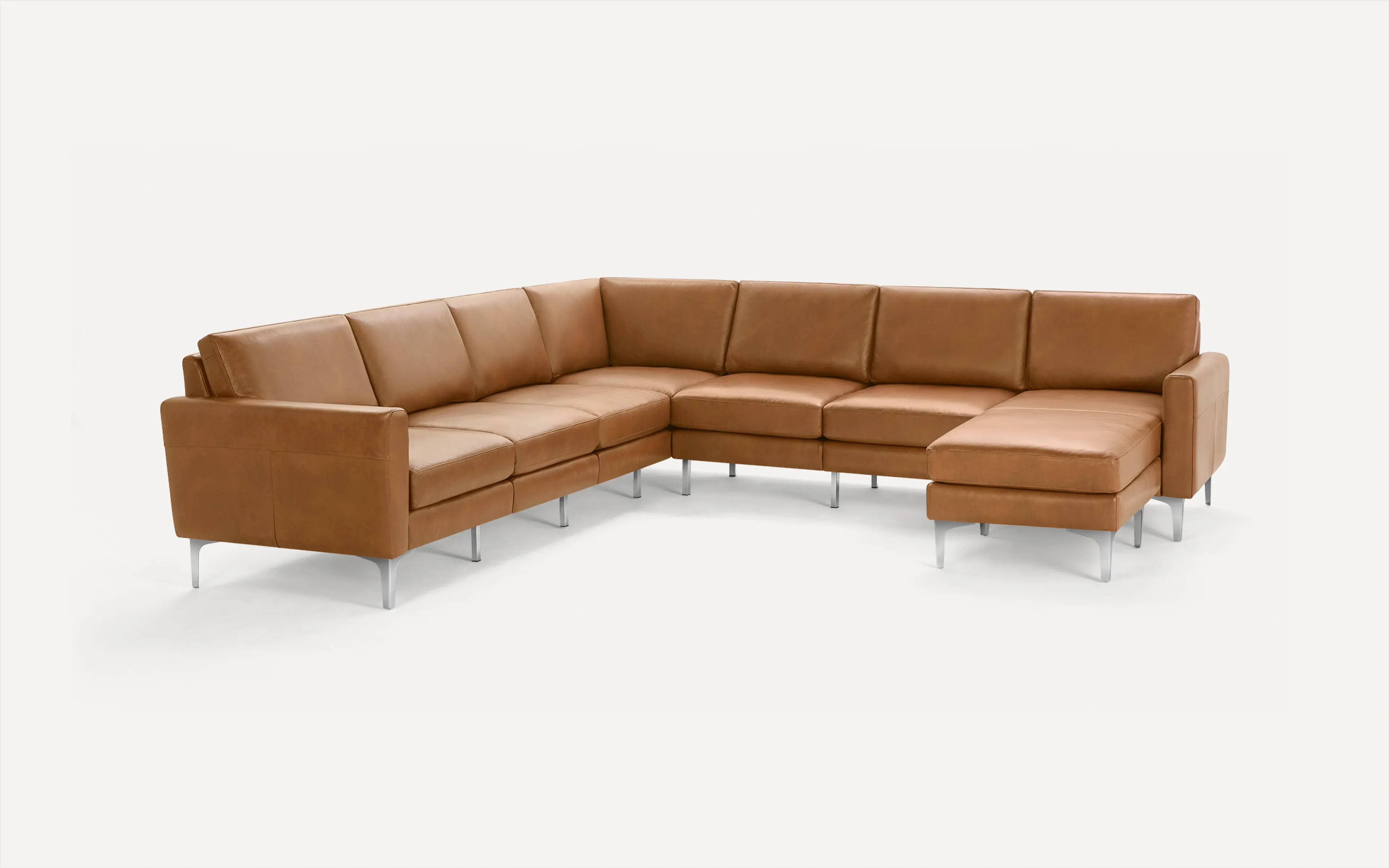Block Nomad Leather 7-Seat Corner Sectional with Chaise