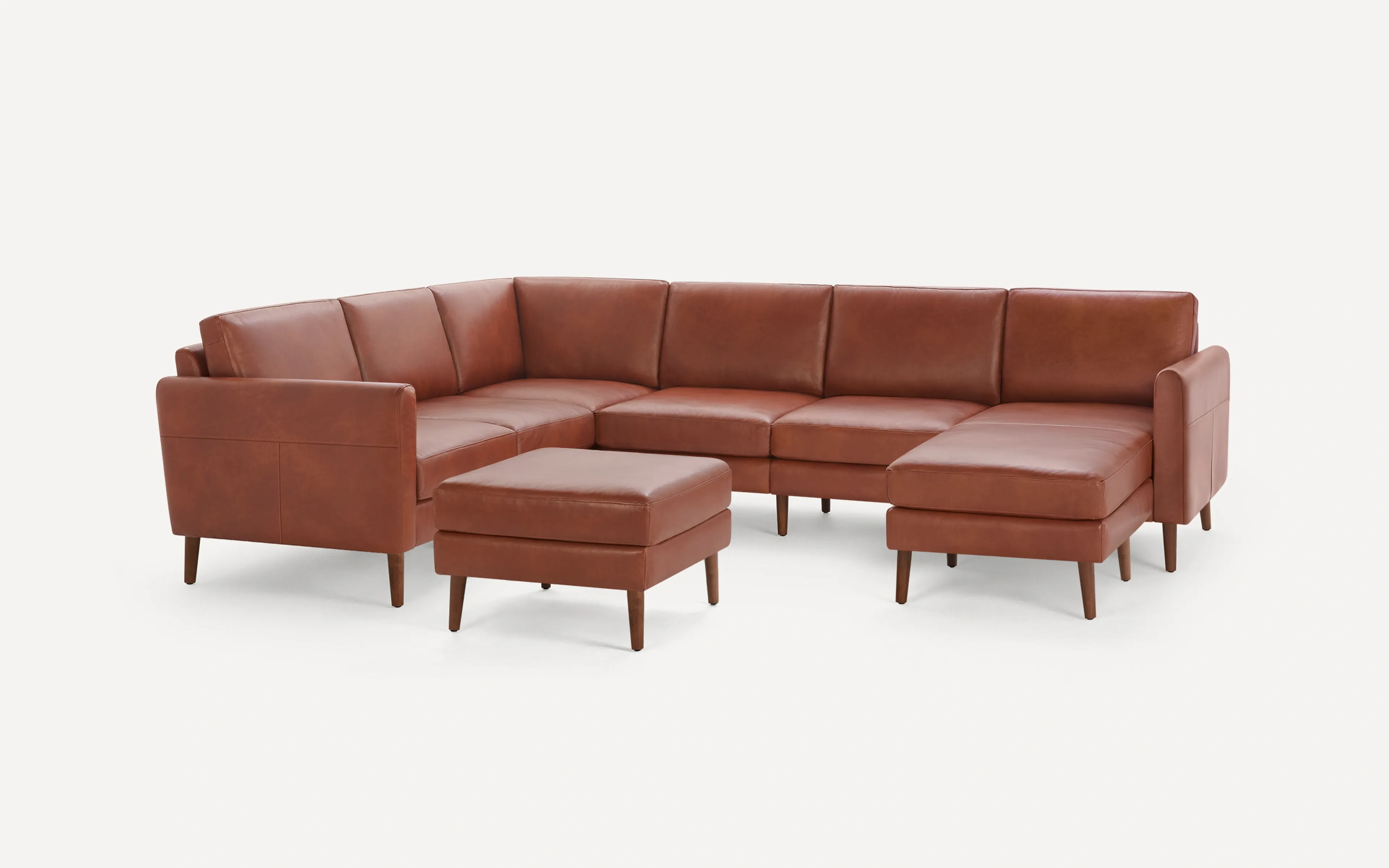 Arch Nomad Leather 6-Seat Corner Sectional with Chaise and Ottoman