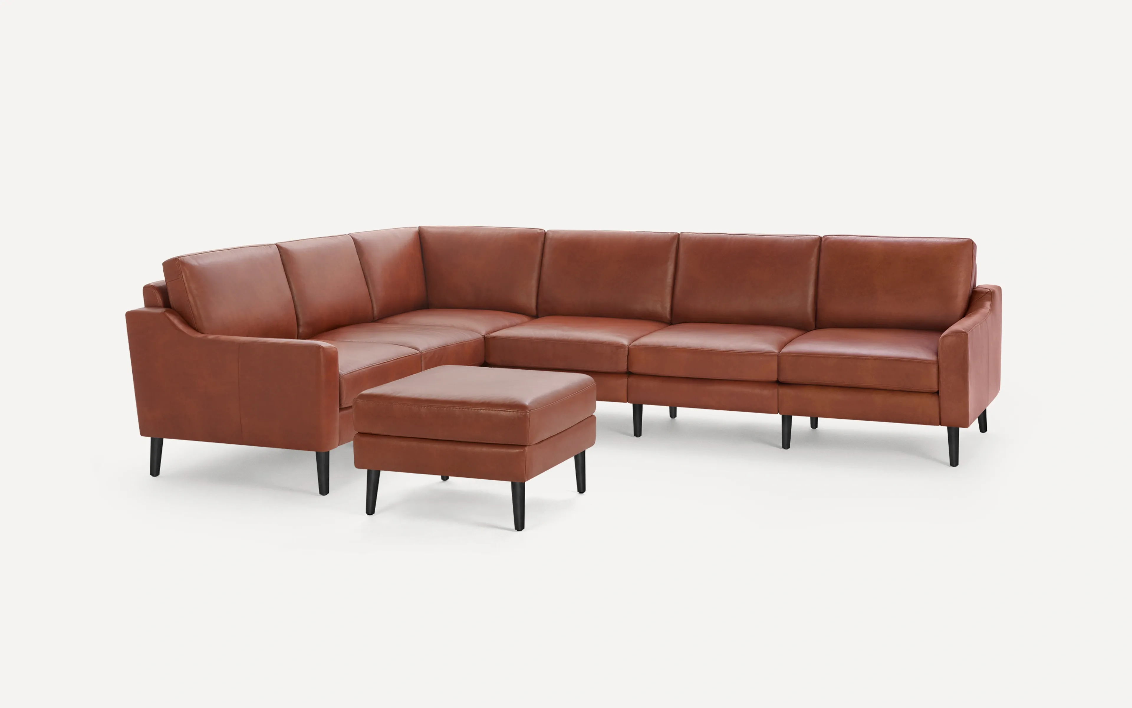 Slope Nomad Leather 6-Seat Corner Sectional with Ottoman