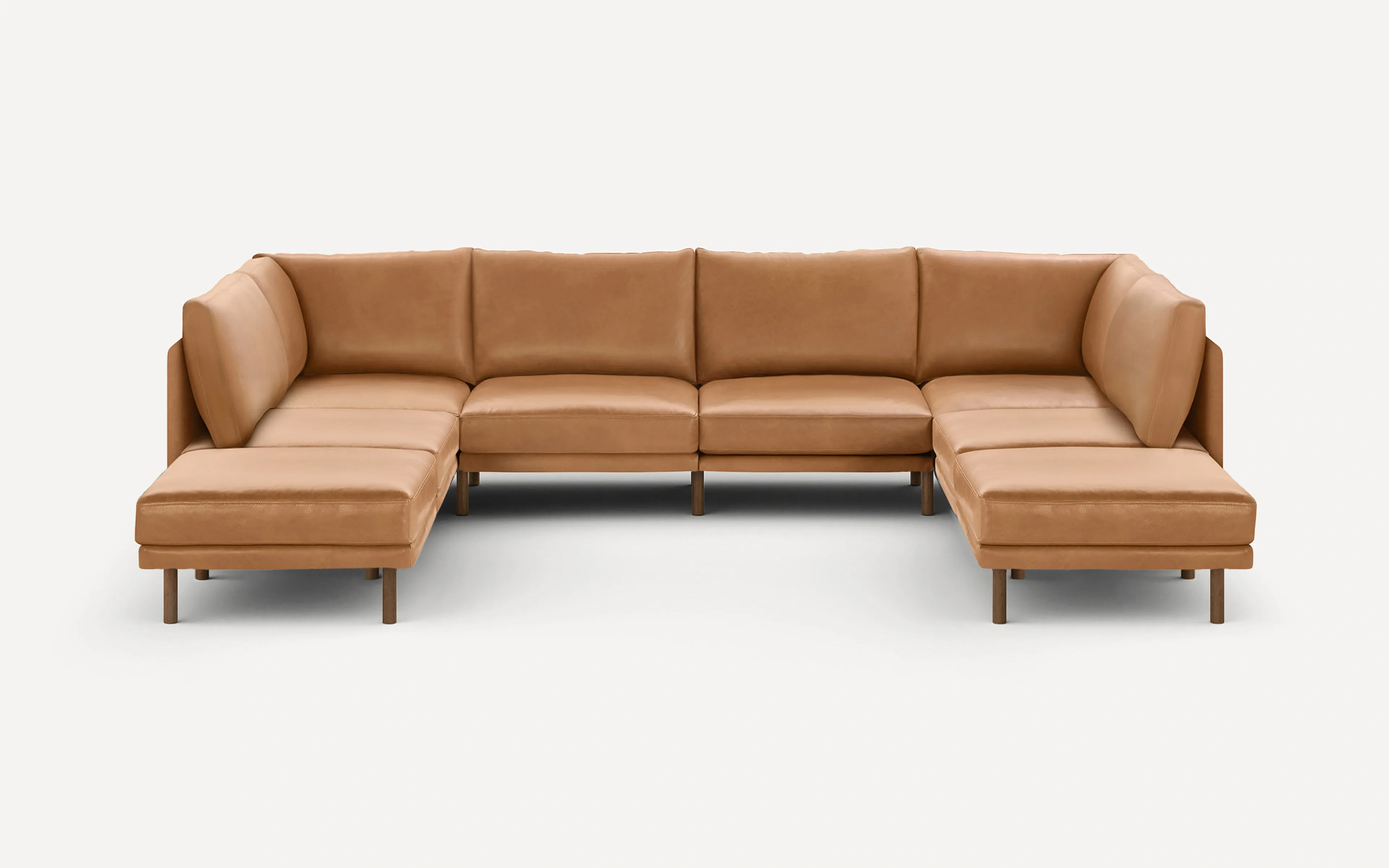 Field Leather 8-Piece Open U Sectional Double Lounger