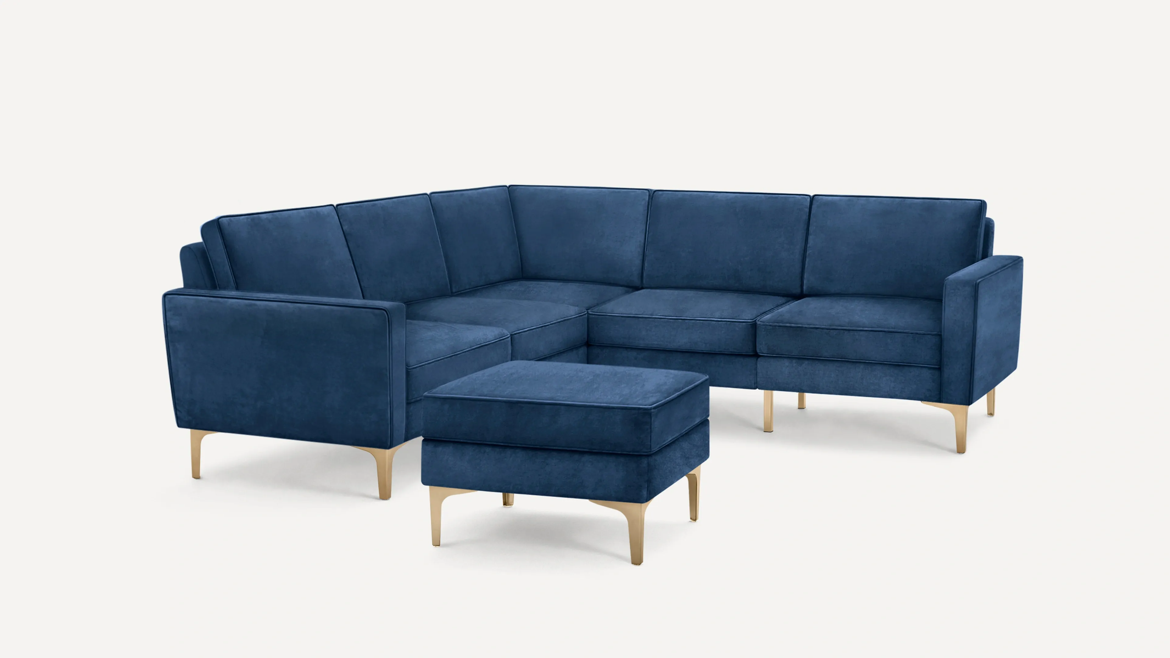 Nomad Velvet 5-Seat Corner Sectional with Ottoman