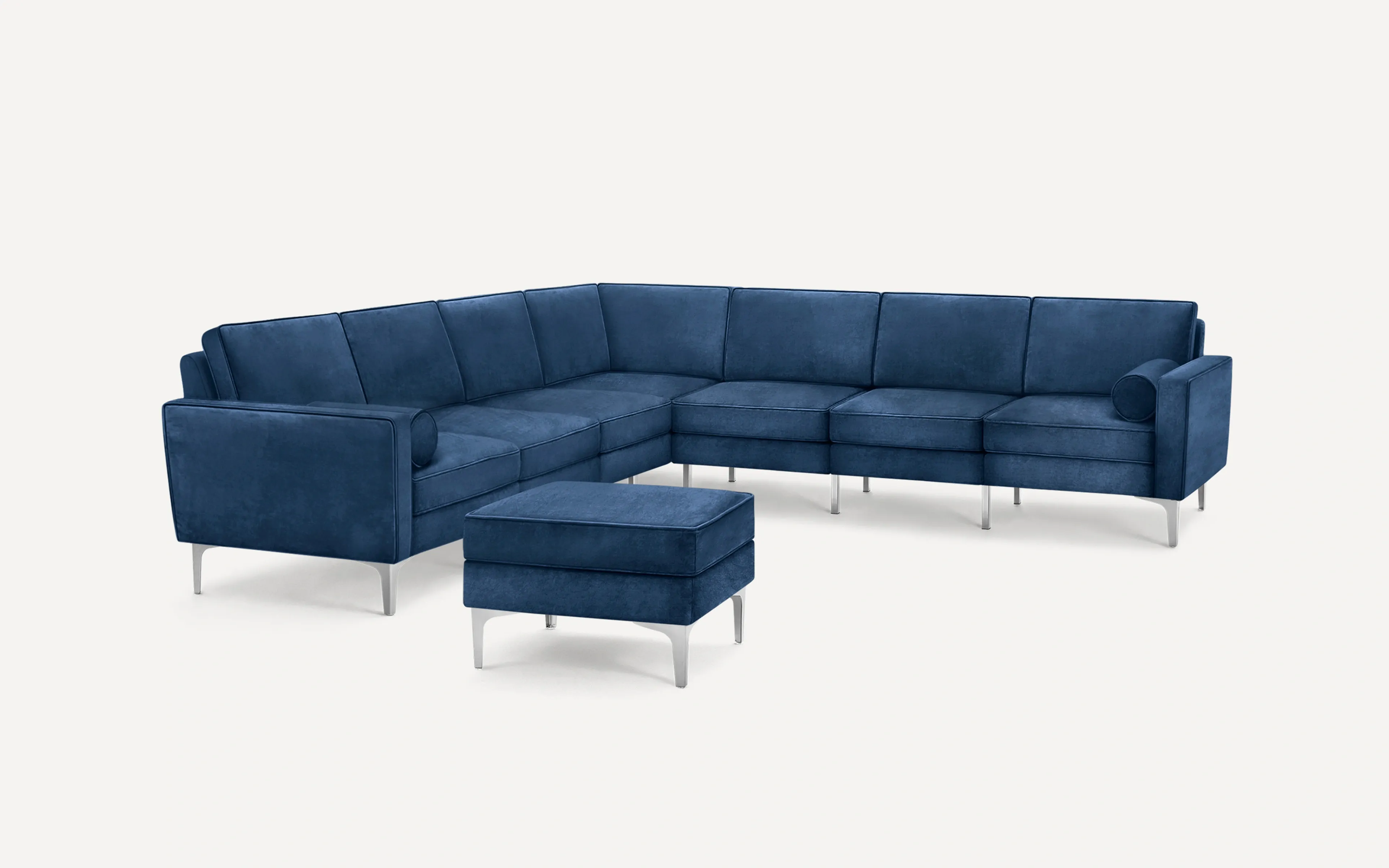 Nomad Velvet 7-Seat Corner Sectional with Ottoman