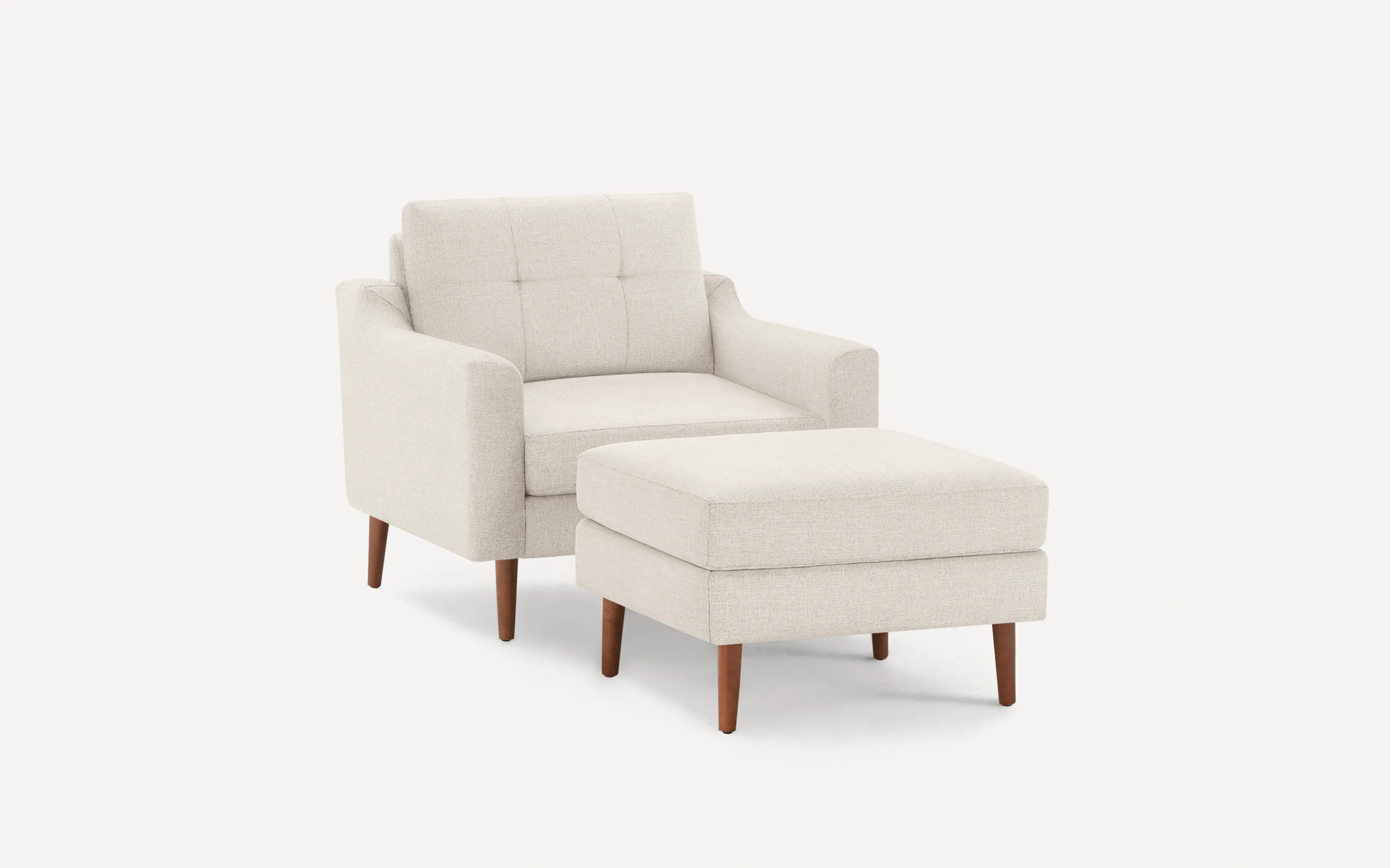 Original Nomad Armchair with Ottoman in Ivory Fabric