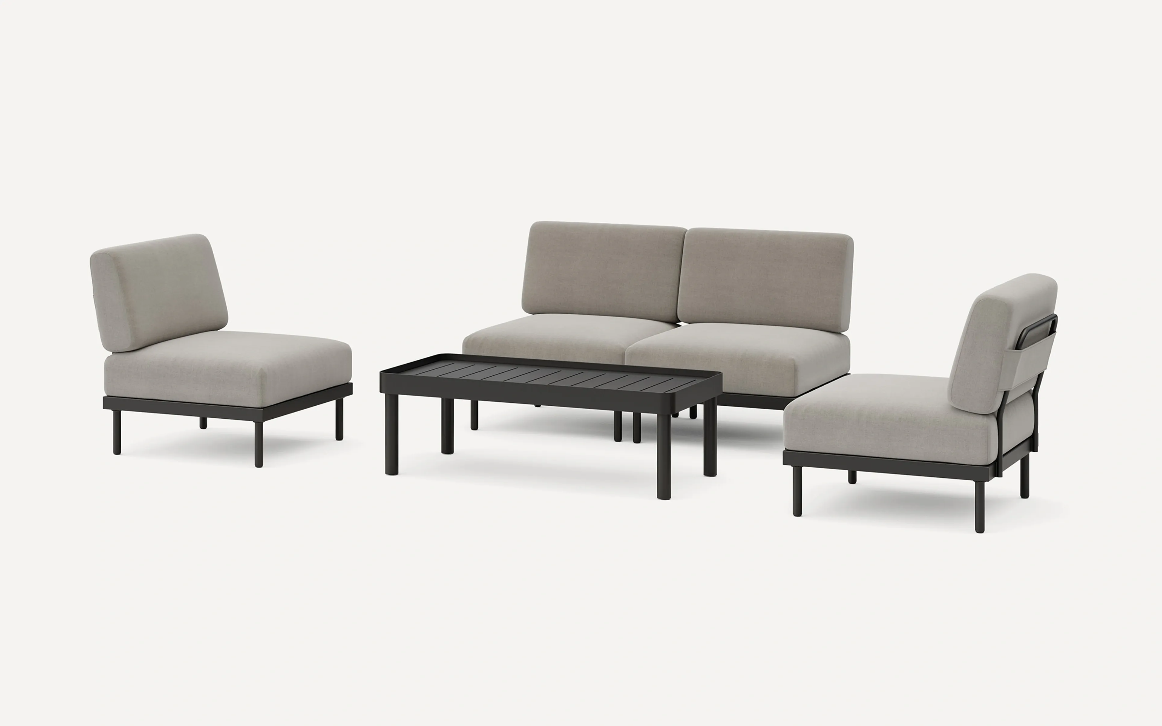 Relay Outdoor 2-Piece Armless Sofa, 2 Chairs, & Coffee Table Set