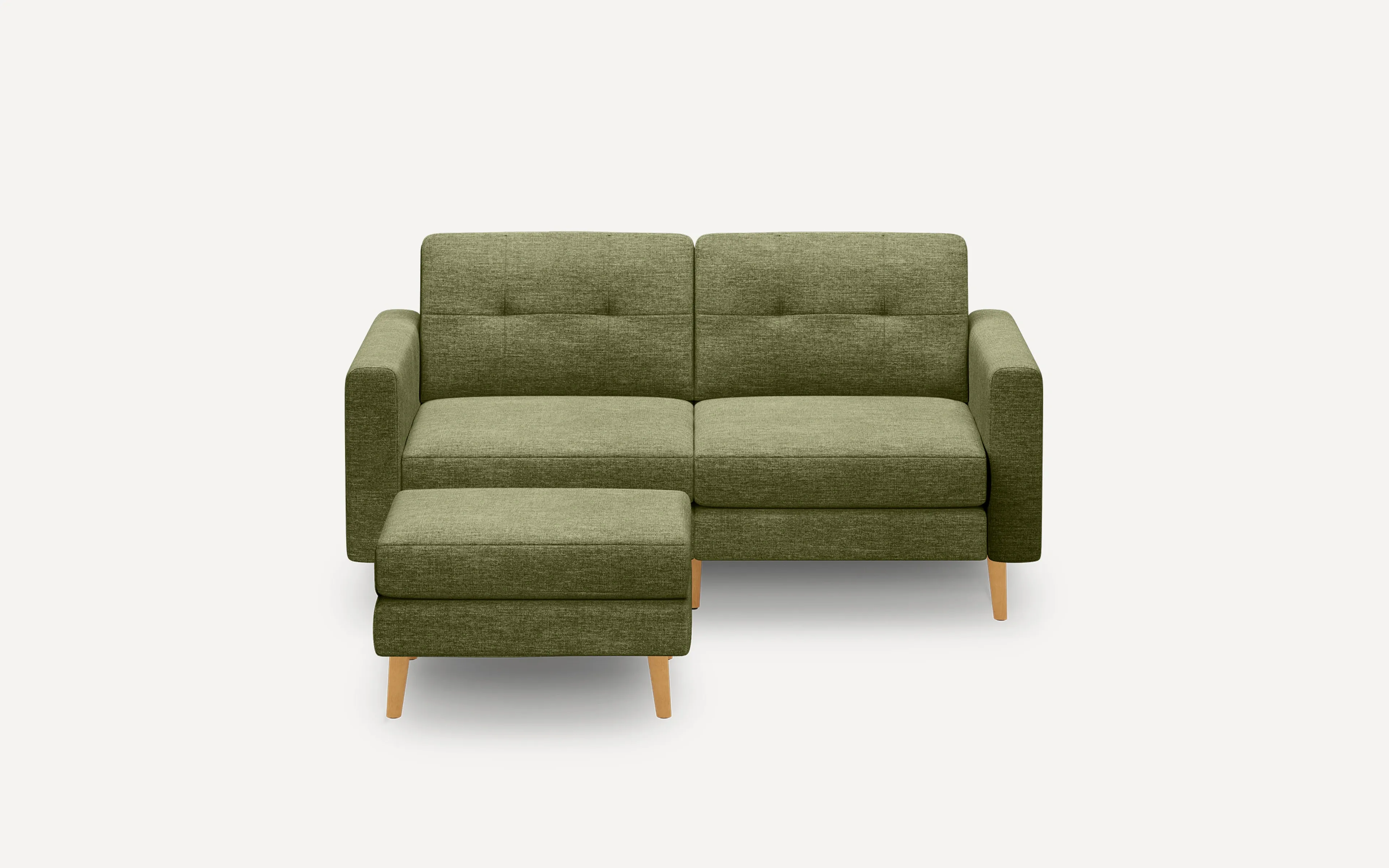 Original Nomad Loveseat with Ottoman in Moss Green Fabric