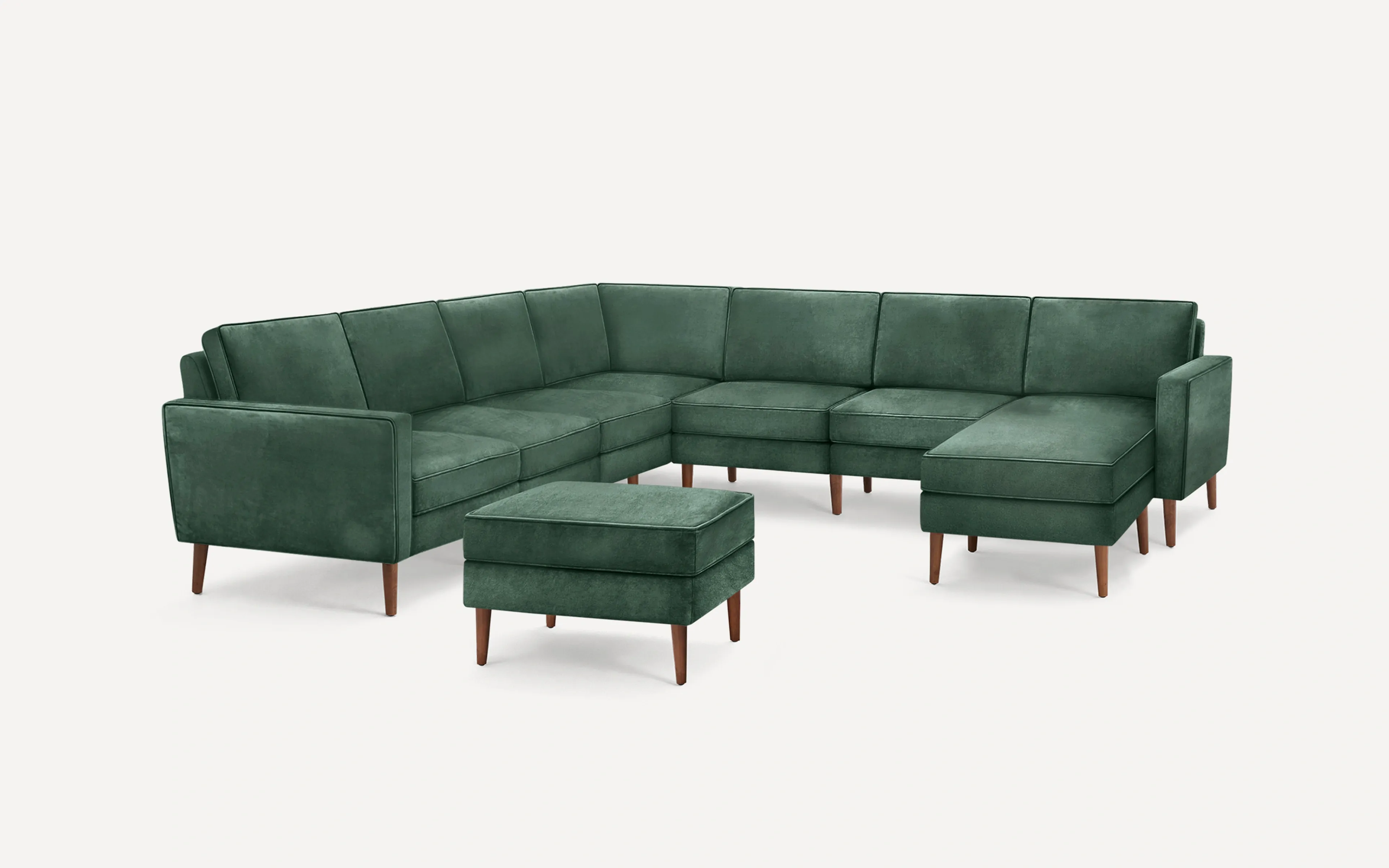 Nomad Velvet 7-Seat Corner Sectional with Chaise and Ottoman