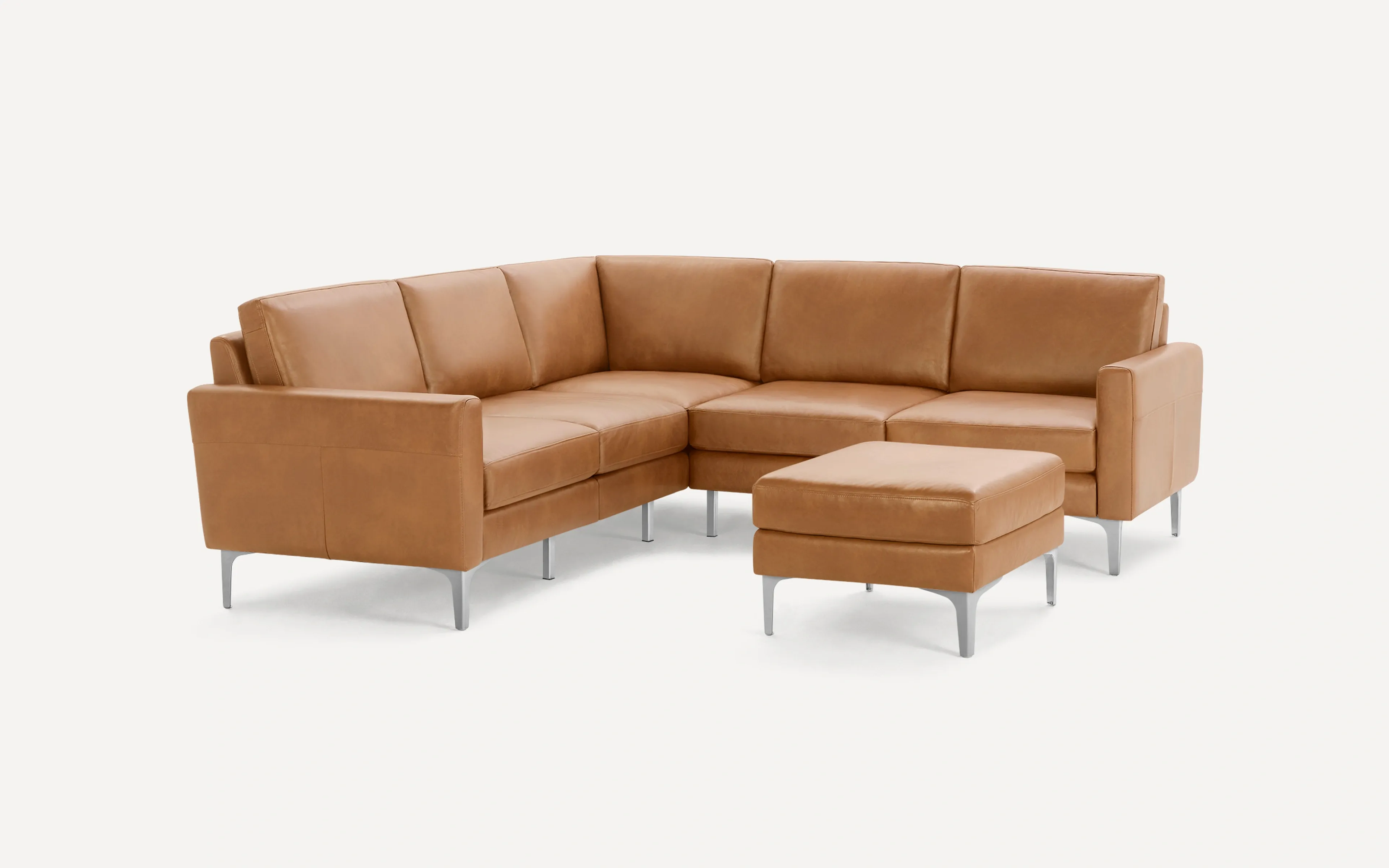 Block Nomad Leather 5-Seat Corner Sectional with Ottoman