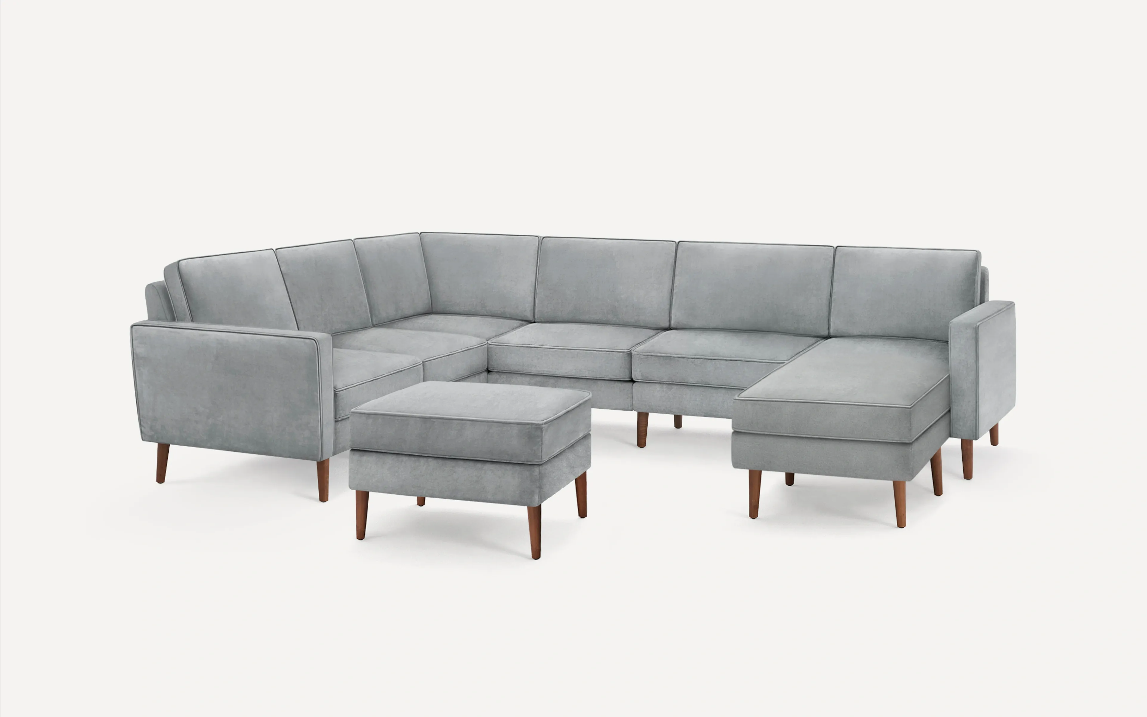 Nomad Velvet 6-Seat Corner Sectional with Chaise and Ottoman